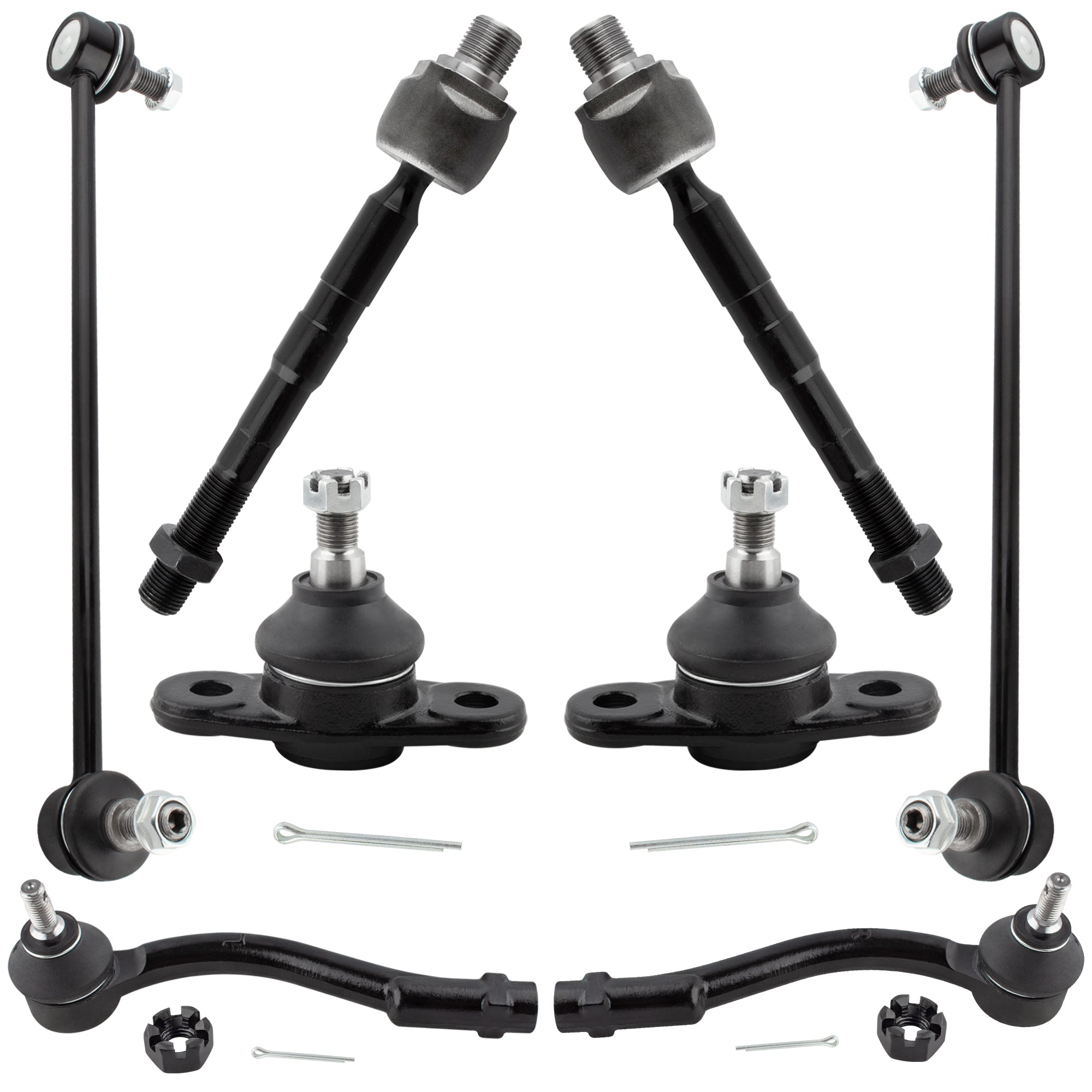 BOXI 8pcs Front Inner Outer Tie Rod Front Sway Bar Lower Ball Joints Fit for Kia Rio