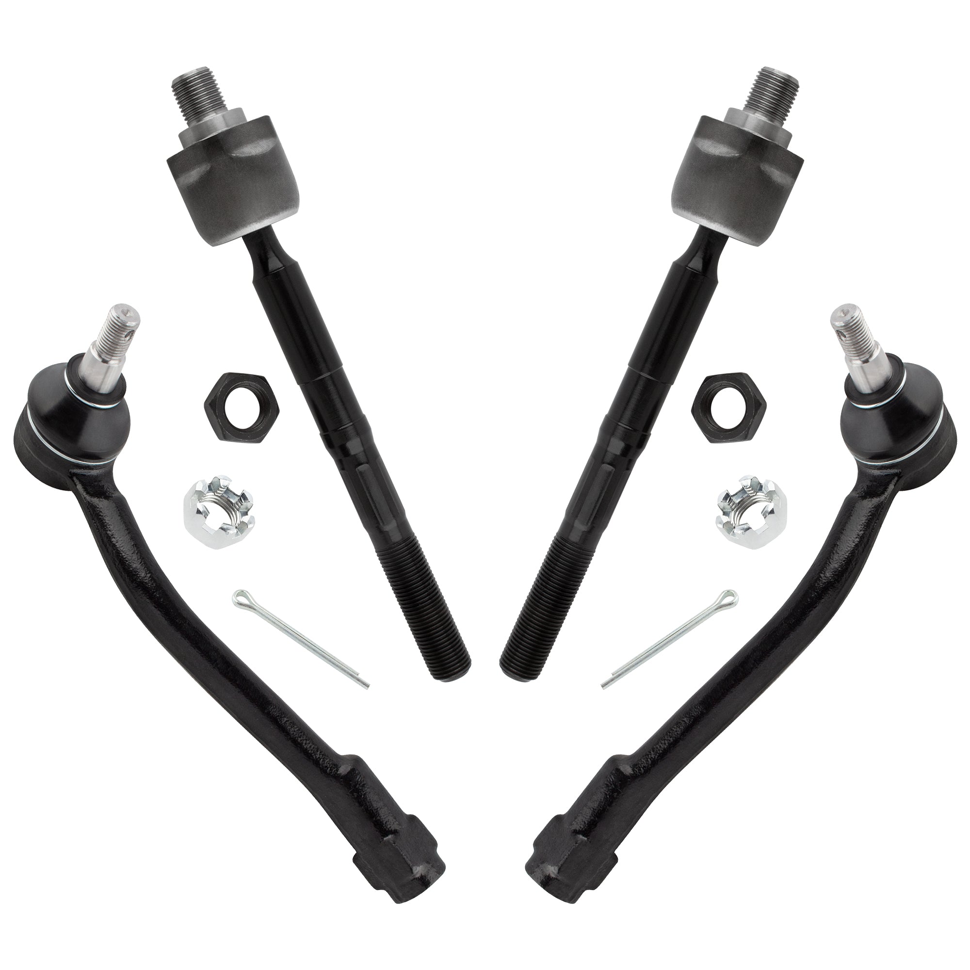 BOXI (Set of 4) Front Inner & Outer Tie Rod Ends Kit Fit for Hyundai Entourage 2007 2008 2009