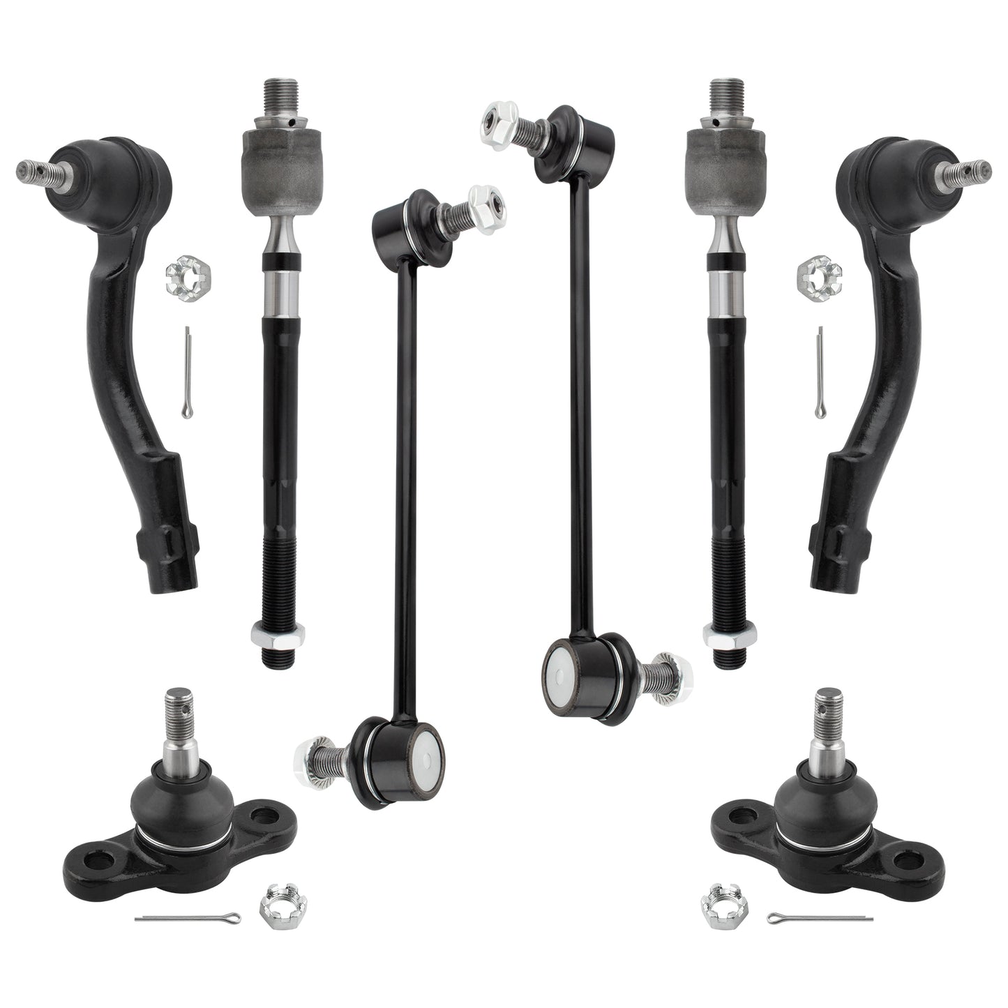 BOXI (Set of 8) Front Lower Ball Joints Inner Outer Tie Rods Sway Bar Links Fit for Hyundai Tucson