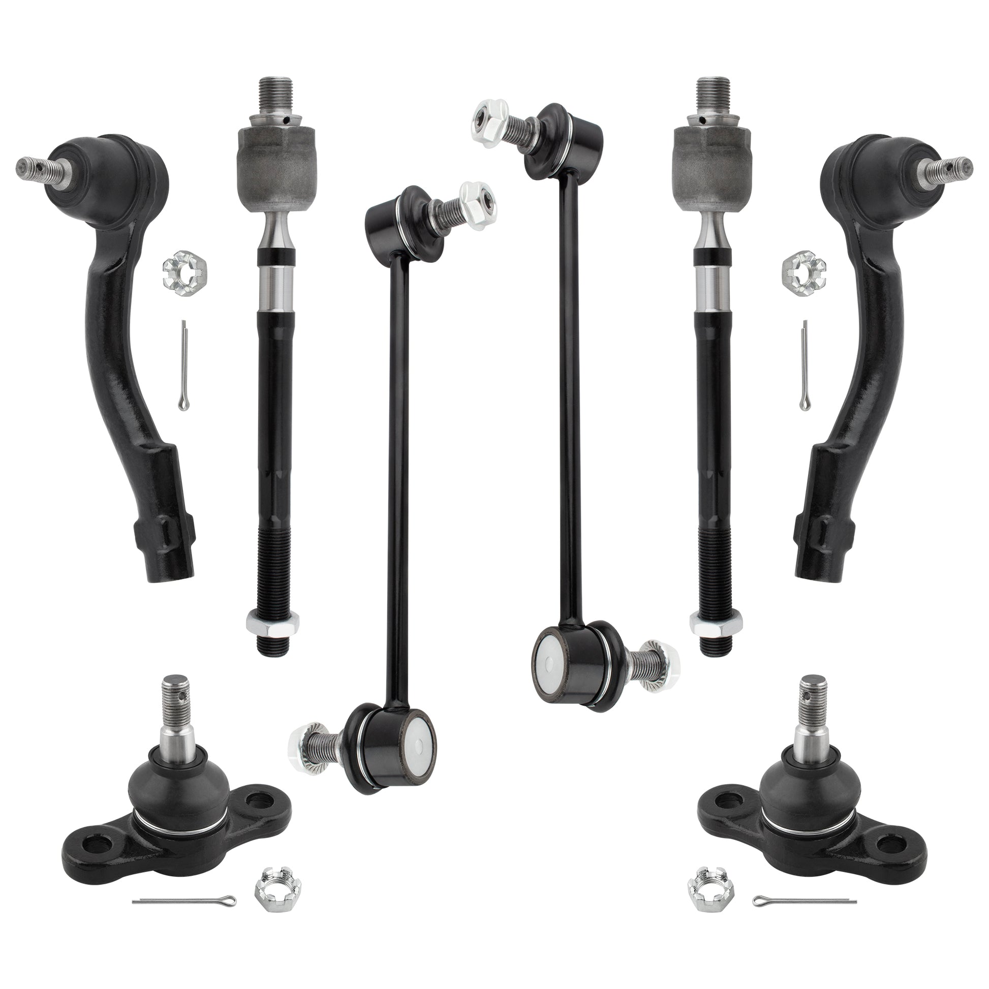 BOXI (Set of 8) Front Lower Ball Joints Inner Outer Tie Rods Sway Bar Links Fit for Hyundai Tucson