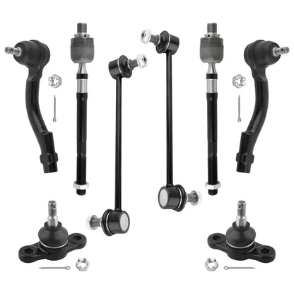 BOXI (Set of 8) Front Lower Ball Joints Inner Outer Tie Rods Sway Bar Links Fit for Hyundai Tucson