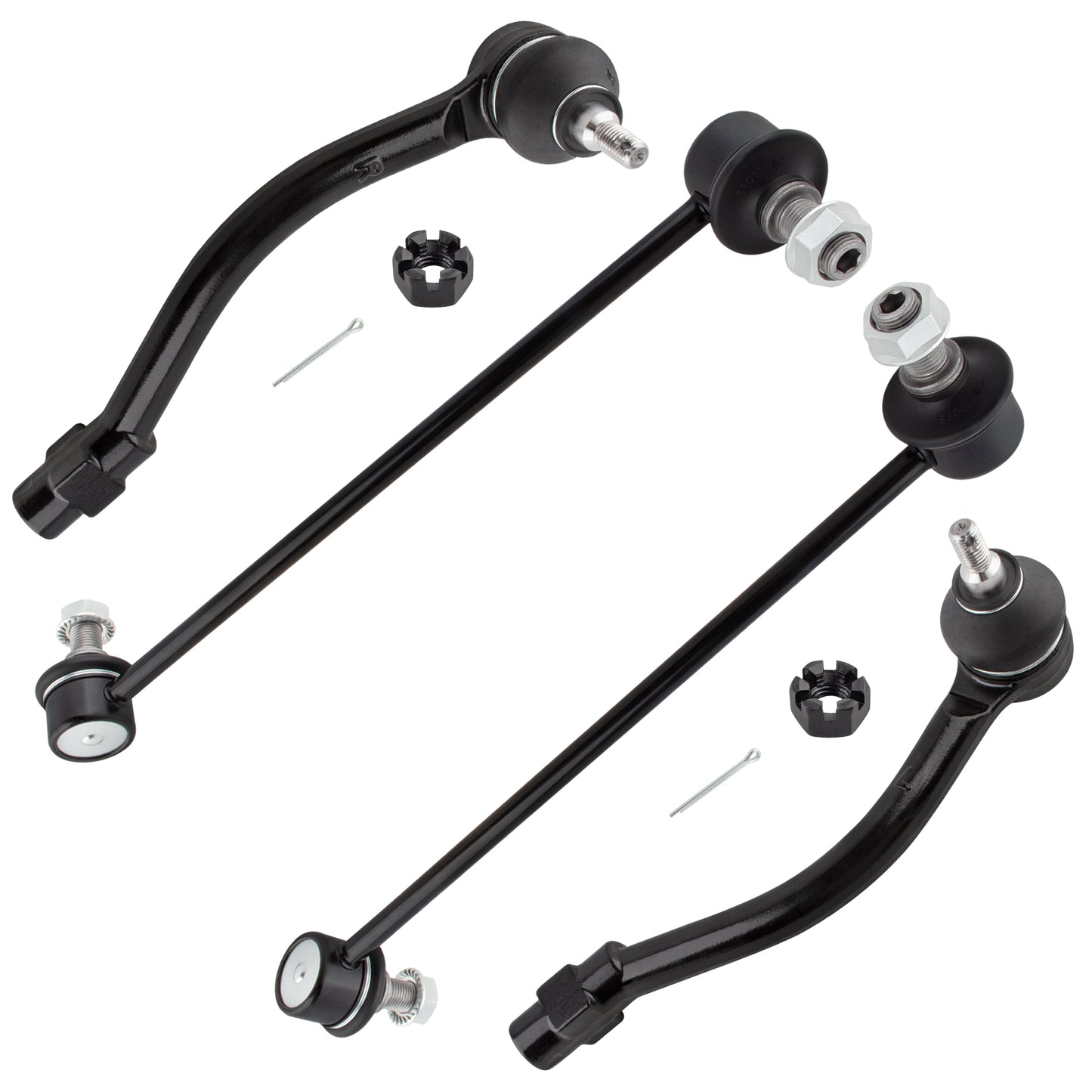 BOXI 4pcs Front Sway Bar Links + Outer Tie Rods Fit for Hyundai Elantra 2011-2016