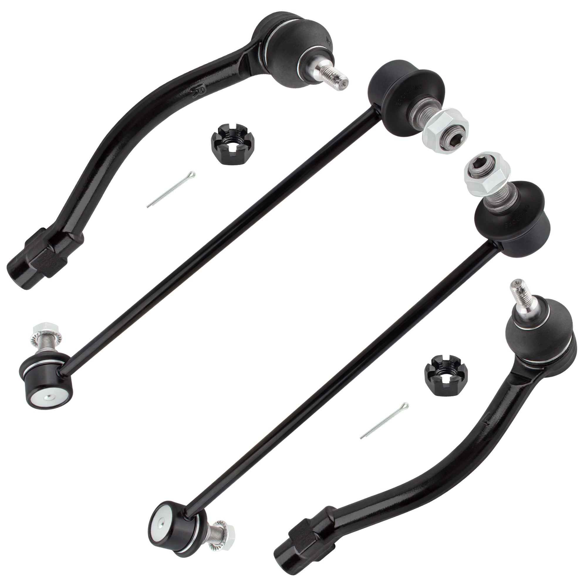 BOXI 4pcs Front Sway Bar Links + Outer Tie Rods Fit for Hyundai Elantra 2011-2016