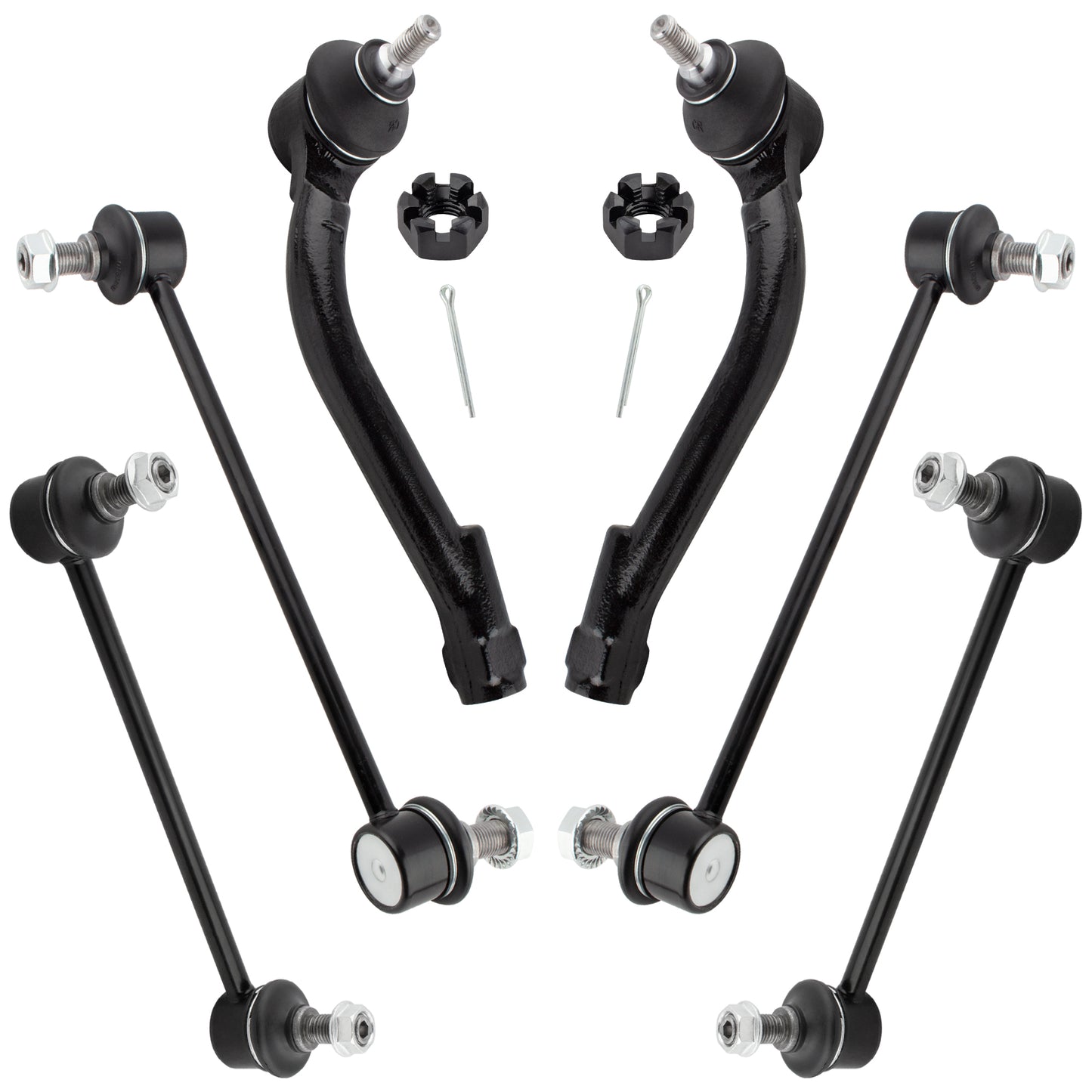 BOXI 6pcs Front Rear Sway Bar Links + Outer Tie Rods Fit for Kia Magentis 2007-2010