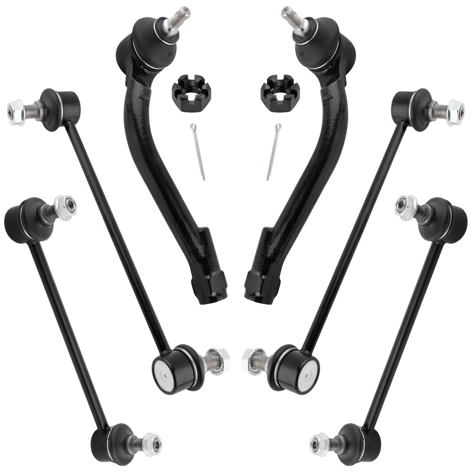 BOXI 6pcs Front Rear Sway Bar Links + Outer Tie Rods Fit for Kia Magentis 2007-2010
