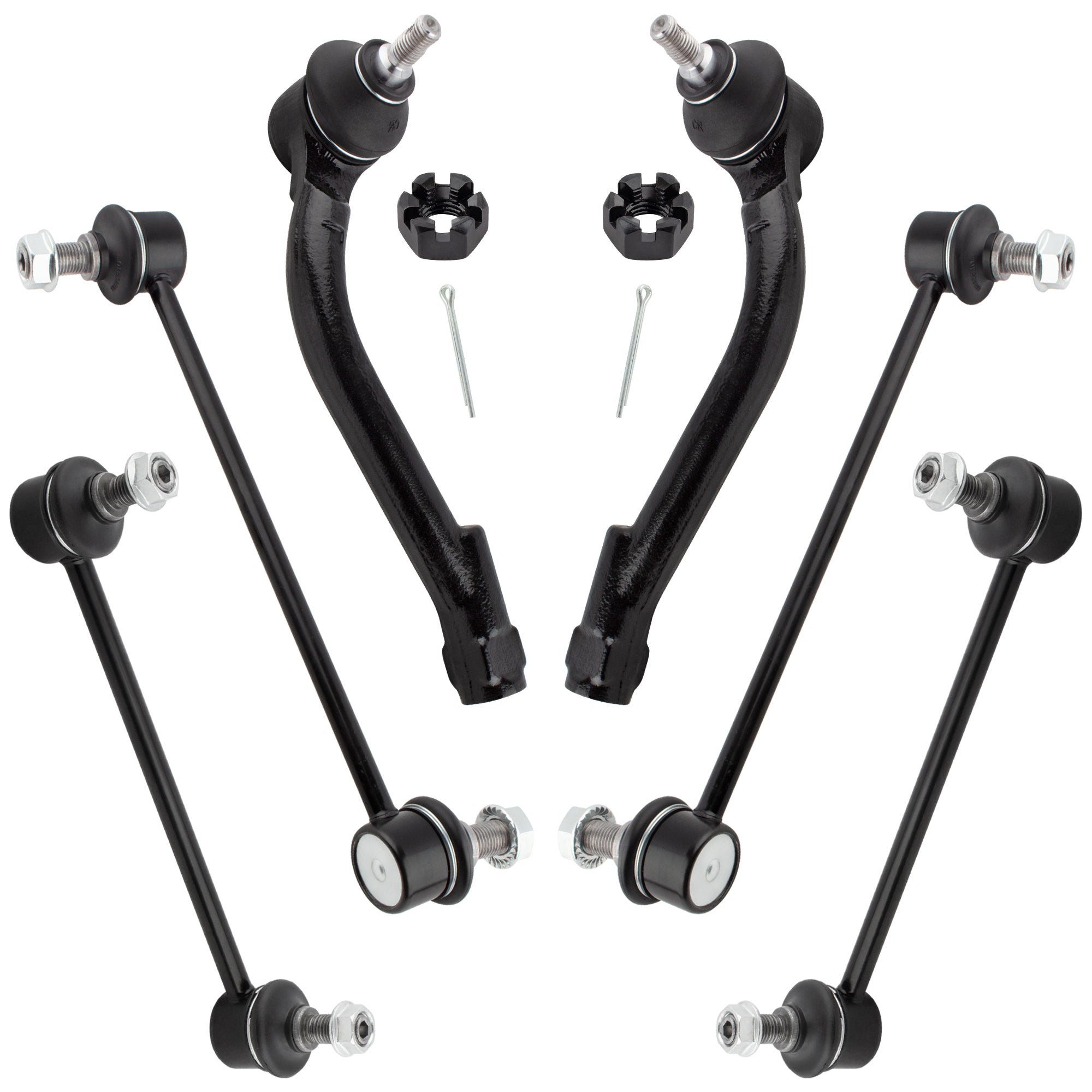 BOXI 6pcs Front Rear Sway Bar Links + Outer Tie Rods Fit for Kia Magentis 2007-2010