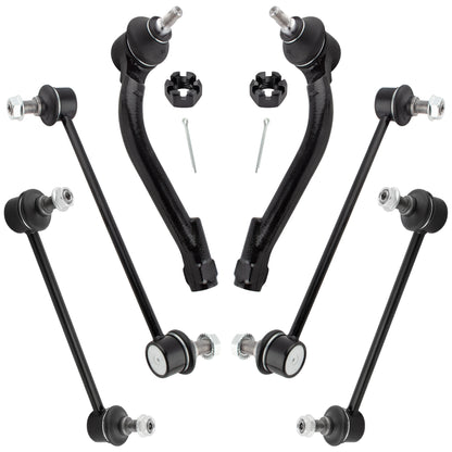 BOXI 6pcs Front Rear Sway Bar Links + Outer Tie Rods Fit for Kia Magentis 2007-2010