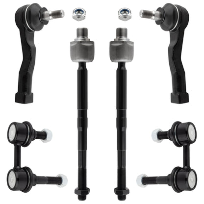 BOXI (Set of 6) 2x Front Inner Tie Rod Ends + 2x Front Outer Tie Rod Ends + 2x Front Stabilizer