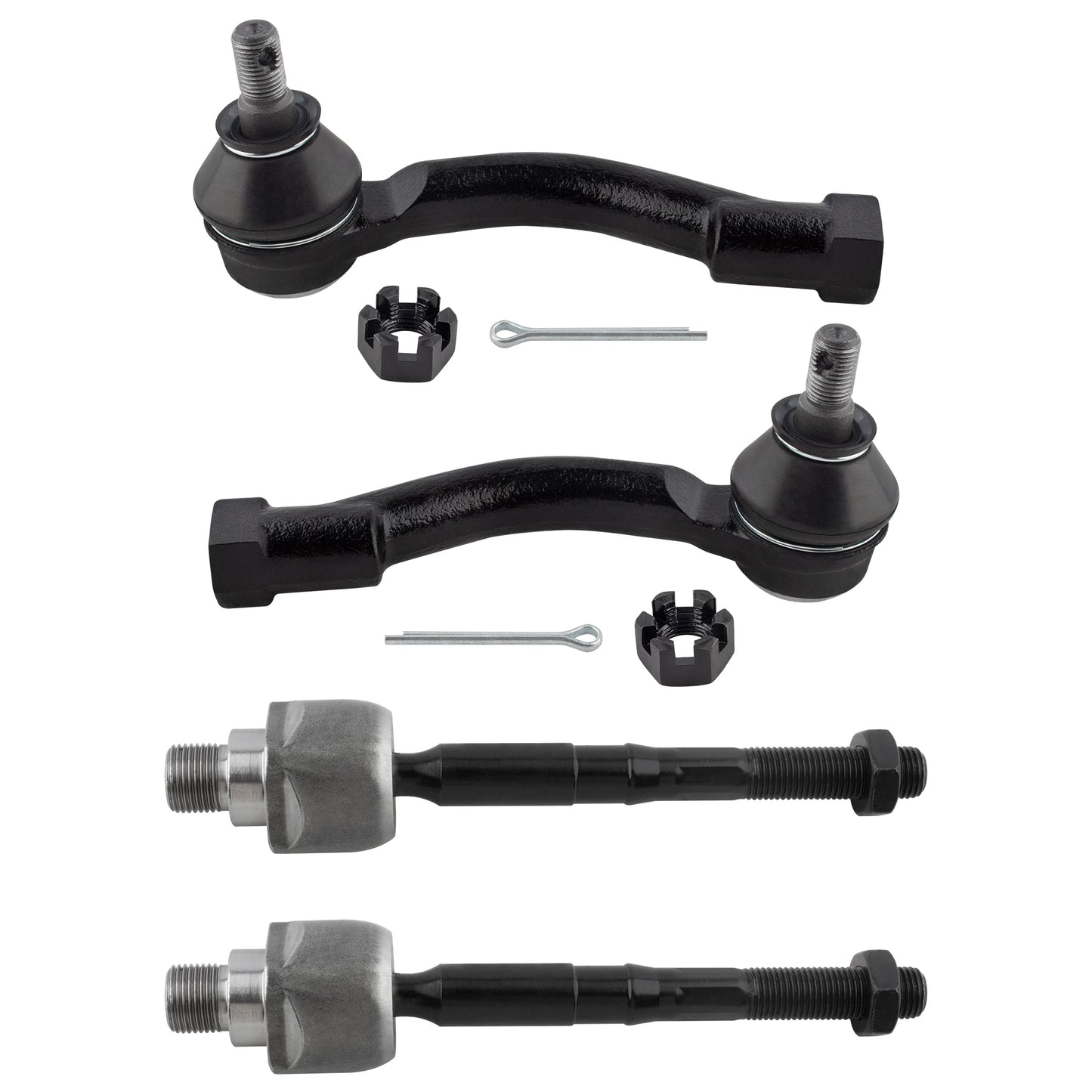 BOXI (Set of 4) 2x Front Inner Tie Rod Ends + 2x Front Outer Tie Rod Ends Kit Fit for Kia Sorento