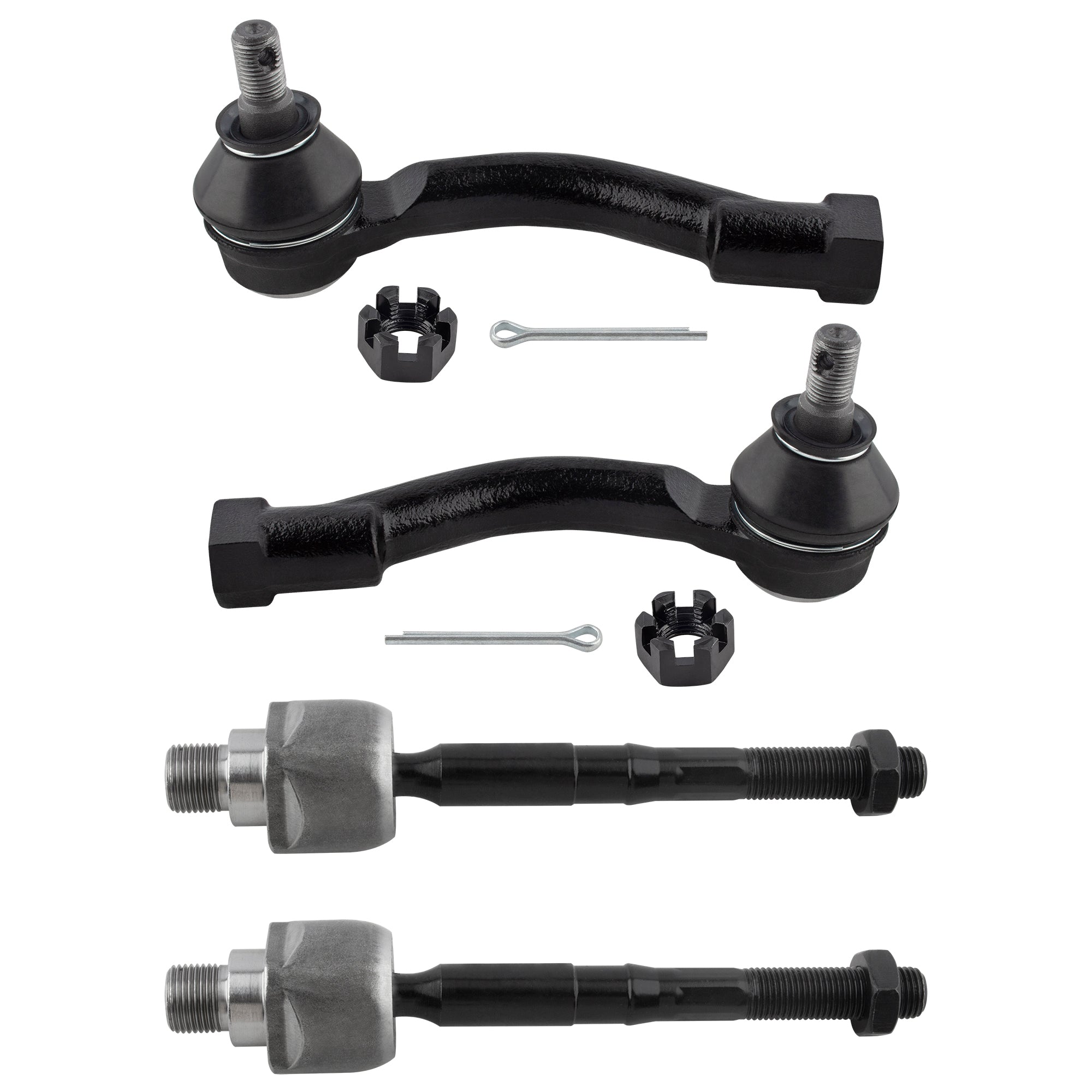 BOXI (Set of 4) 2x Front Inner Tie Rod Ends + 2x Front Outer Tie Rod Ends Kit Fit for Kia Sorento