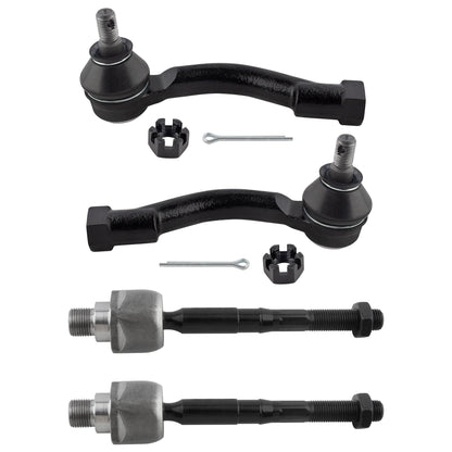 BOXI (Set of 4) 2x Front Inner Tie Rod Ends + 2x Front Outer Tie Rod Ends Kit Fit for Kia Sorento