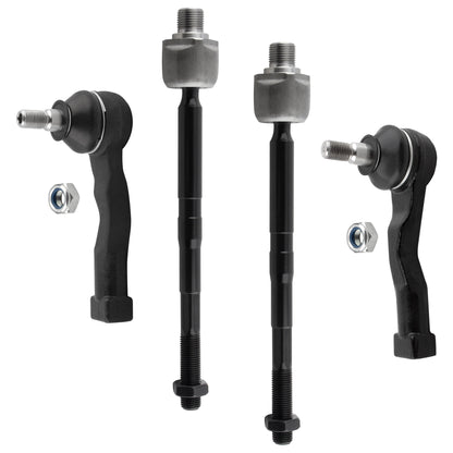 BOXI (Set of 4) 2x Front Inner Tie Rod Ends + 2x Front Outer Tie Rod Ends Kit Front Driver