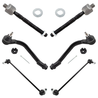BOXI 6pcs Front Sway Bars + Inner & Outer Tie Rod Ends For Hyundai Sonata