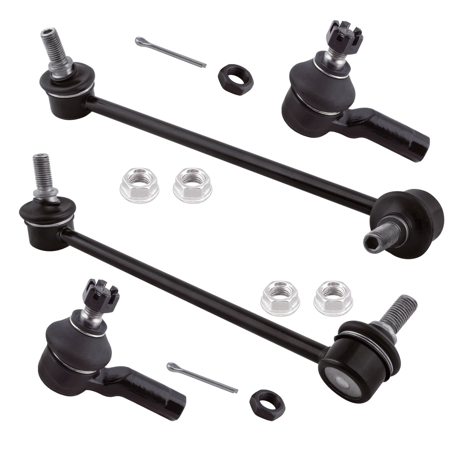 BOXI 4pcs Front Sway Bar Links & Outer Tie Rods Fit for Kia Rio 2003 2004 2005