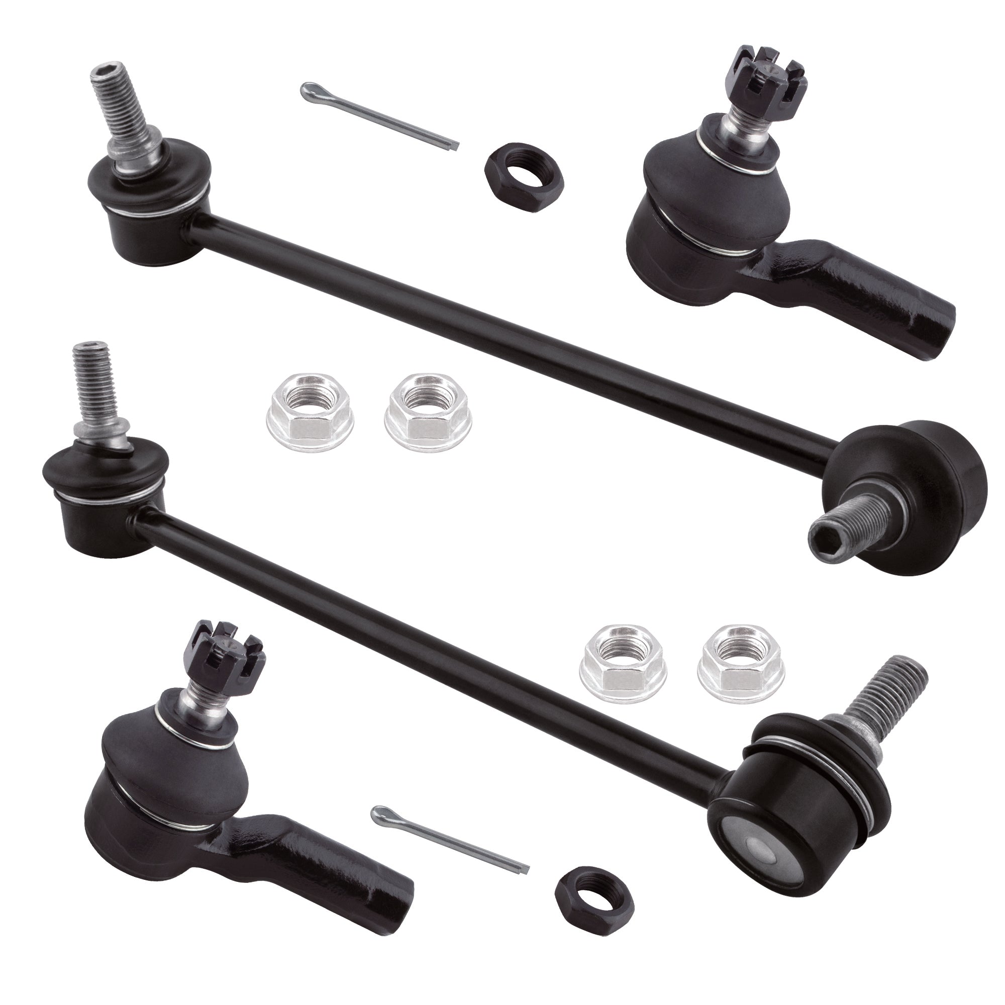 BOXI 4pcs Front Sway Bar Links & Outer Tie Rods Fit for Kia Rio 2003 2004 2005