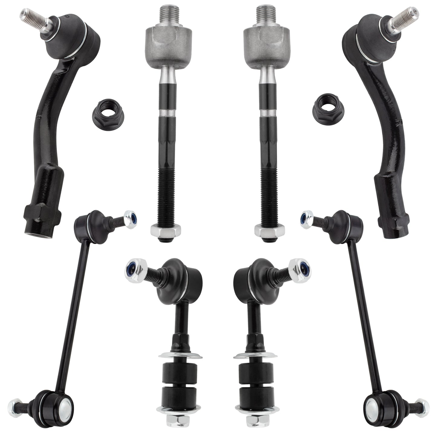 BOXI (Set of 8) Front & Rear Stabilizer Sway Bars Front Inner Outer Tie Rods Fit for Hyundai Sonata