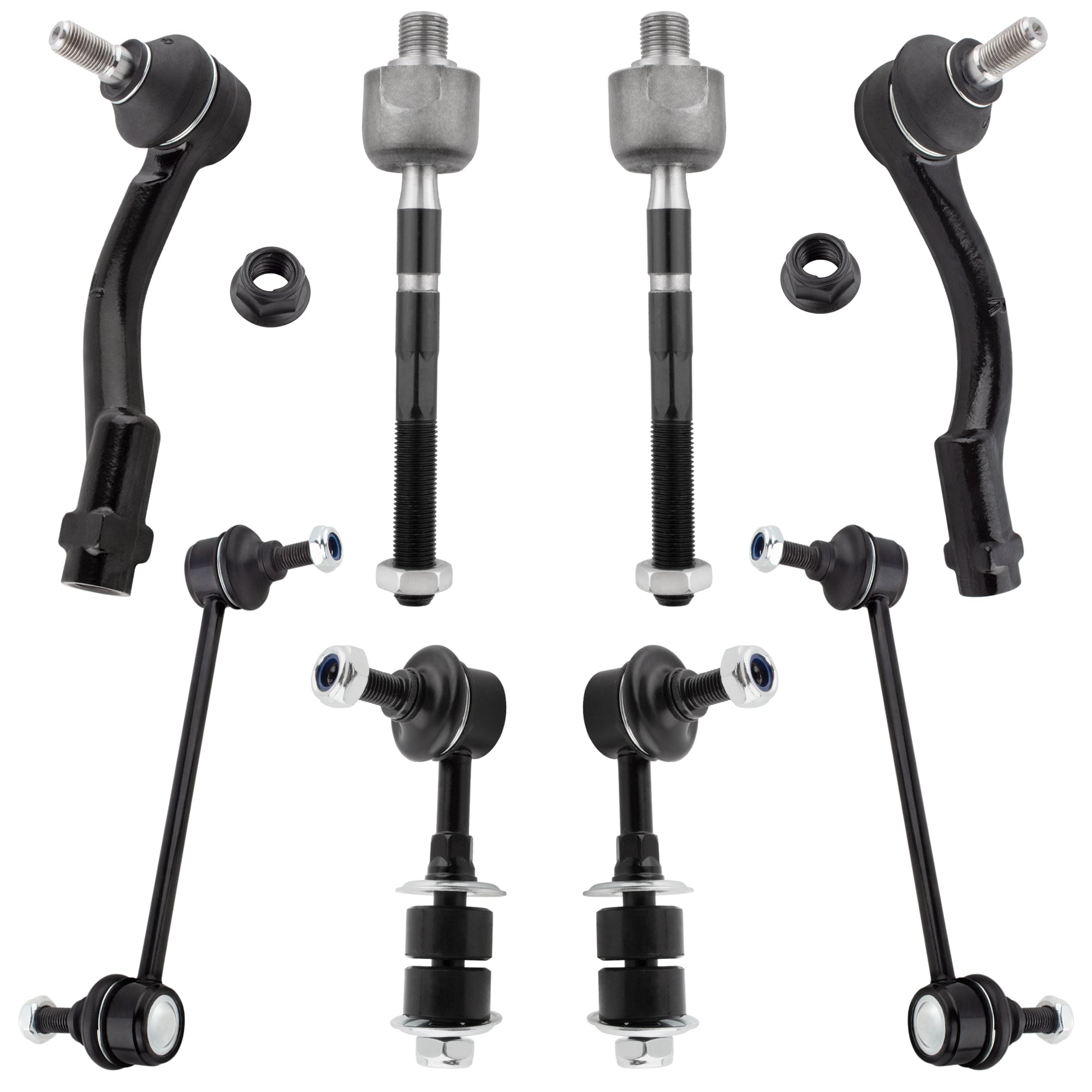 BOXI (Set of 8) Front & Rear Stabilizer Sway Bars Front Inner Outer Tie Rods Fit for Hyundai Sonata