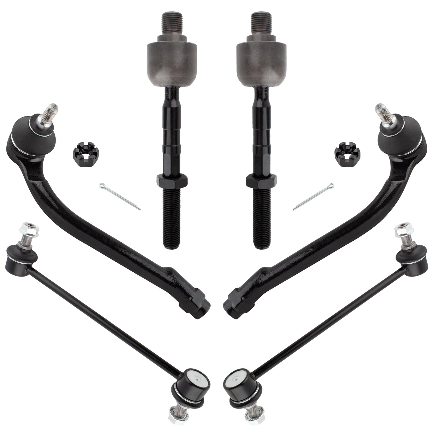 BOXI 6pc Front Suspension Kit Sway Bars Tie Rod Ends Fit for Hyundai Elantra 2007-2012 2.0L