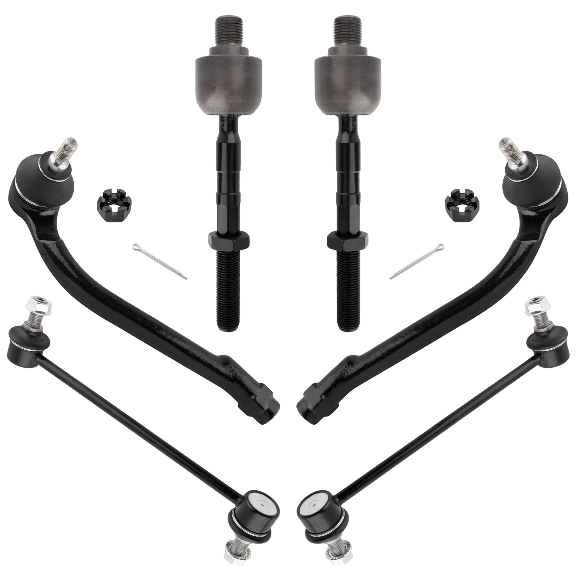 BOXI 6pc Front Suspension Kit Sway Bars Tie Rod Ends Fit for Hyundai Elantra 2007-2012 2.0L