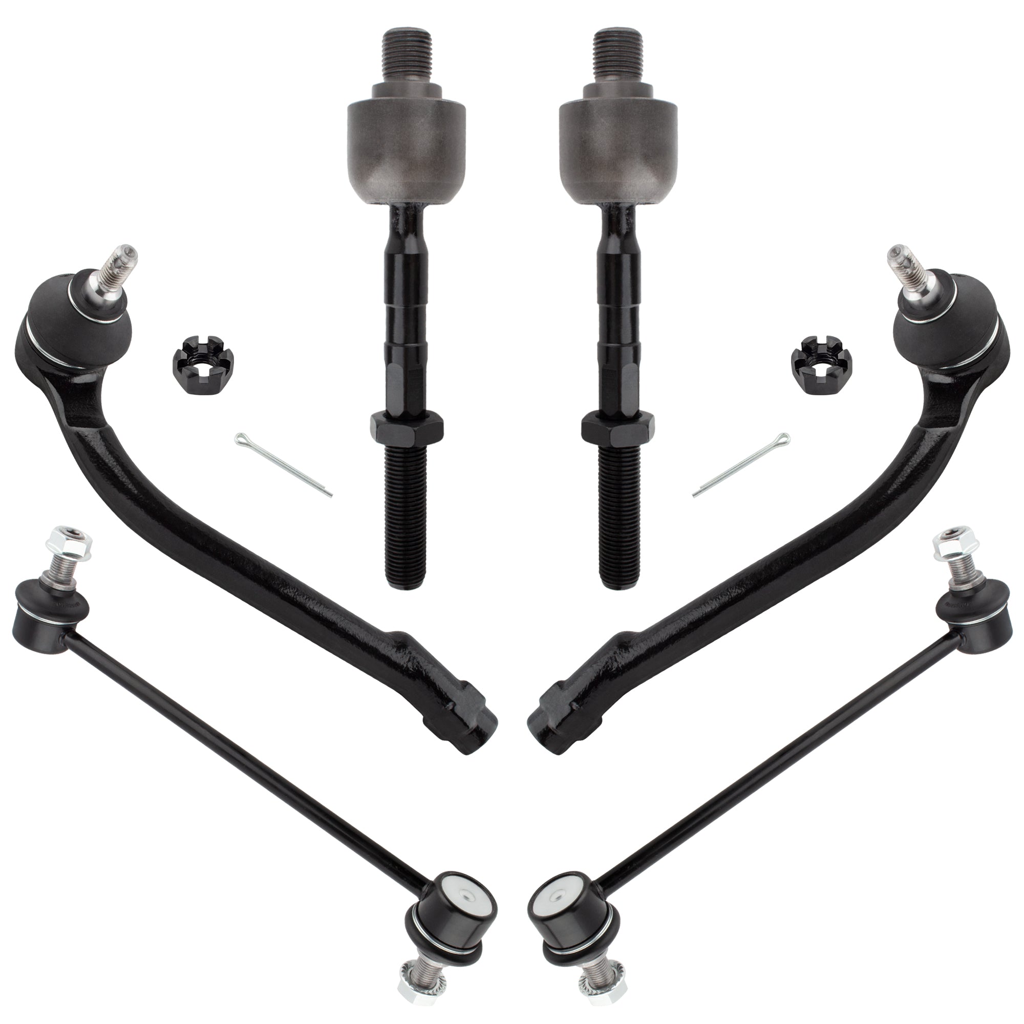 BOXI 6pc Front Suspension Kit Sway Bars Tie Rod Ends Fit for Hyundai Elantra 2007-2012 2.0L