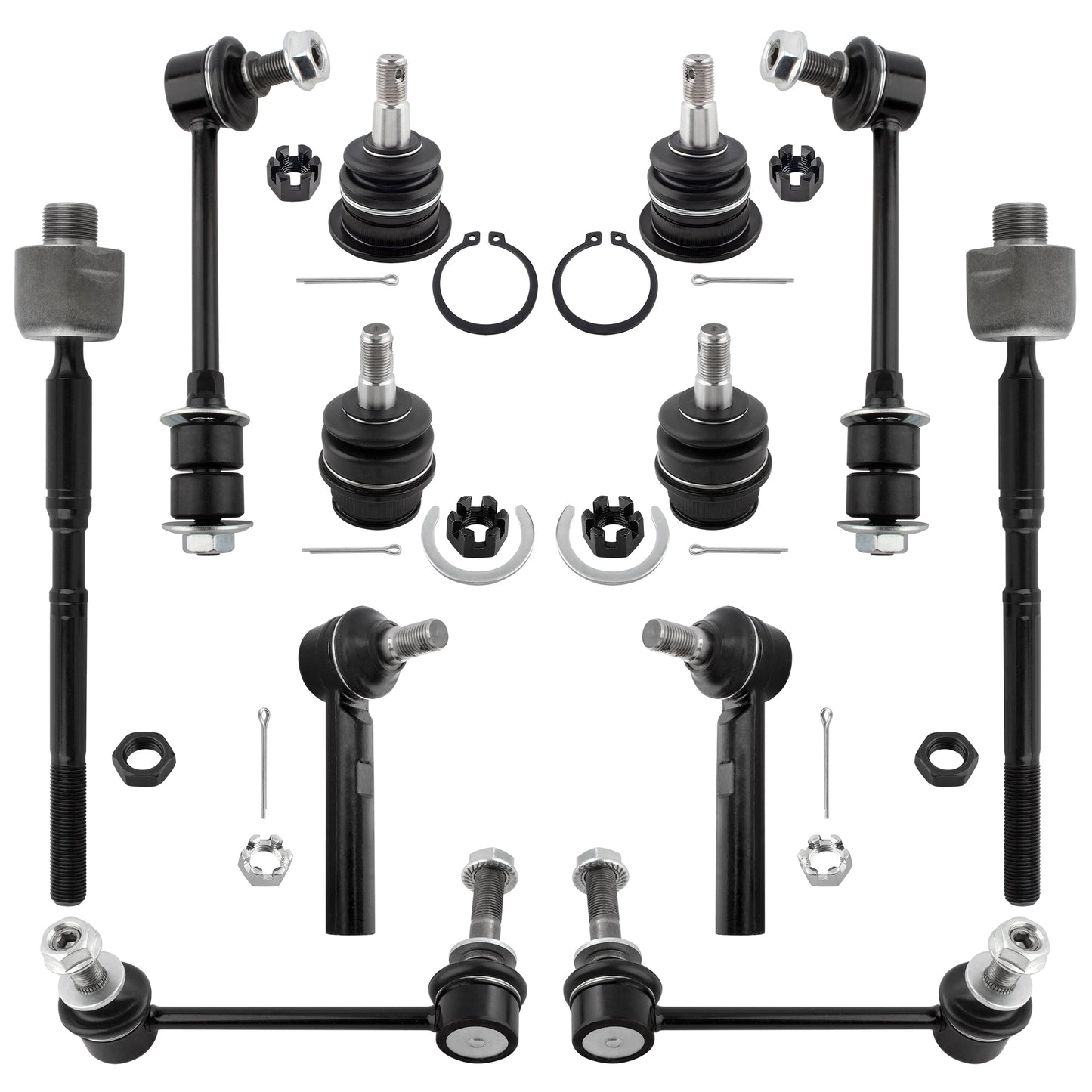 BOXI 12pcs Front Rear Sway Bar Inner Outer Tie Rods Upper Lower Ball Joints Fit for Lexus GX470