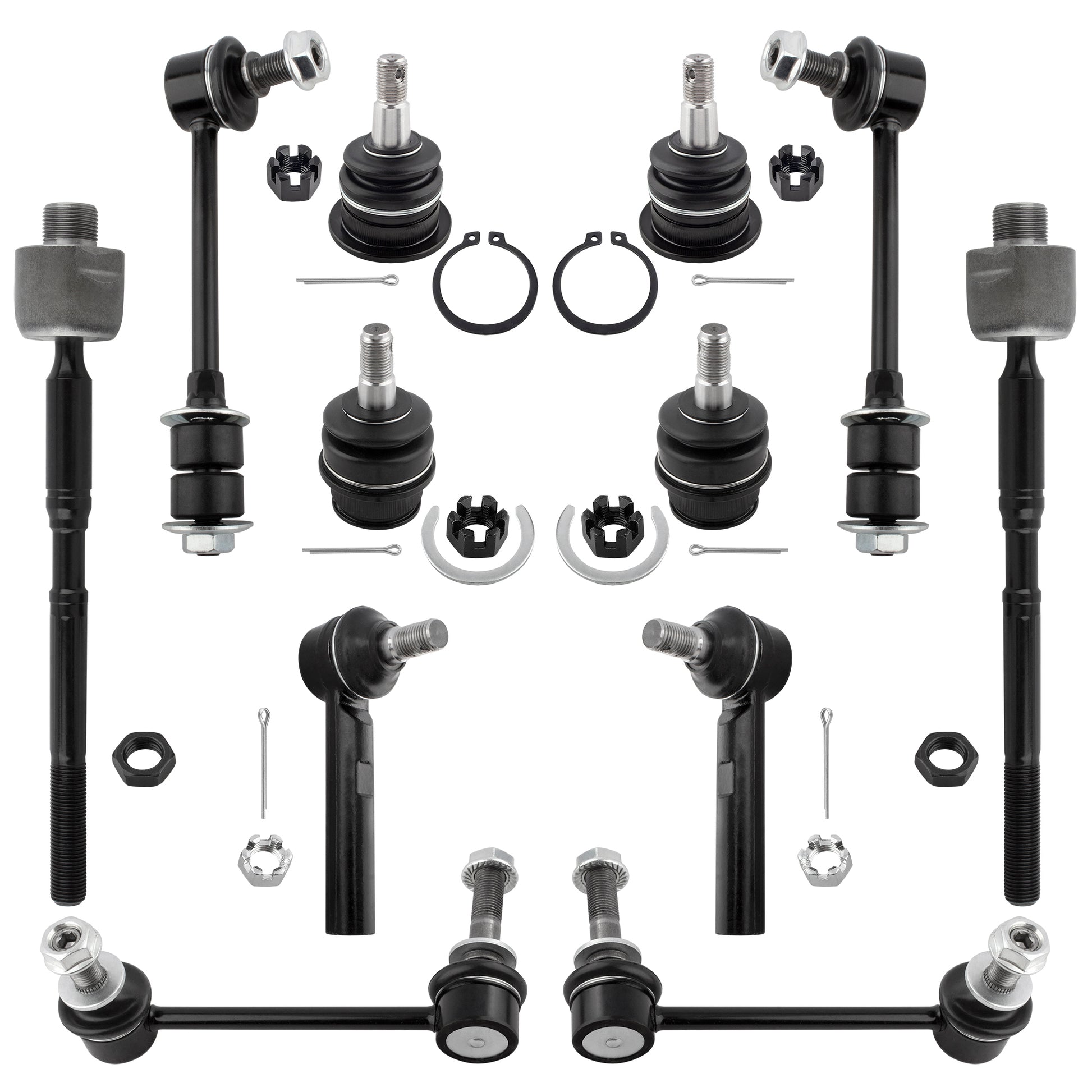 BOXI 12pcs Front Rear Sway Bar Inner Outer Tie Rods Upper Lower Ball Joints Fit for Lexus GX470