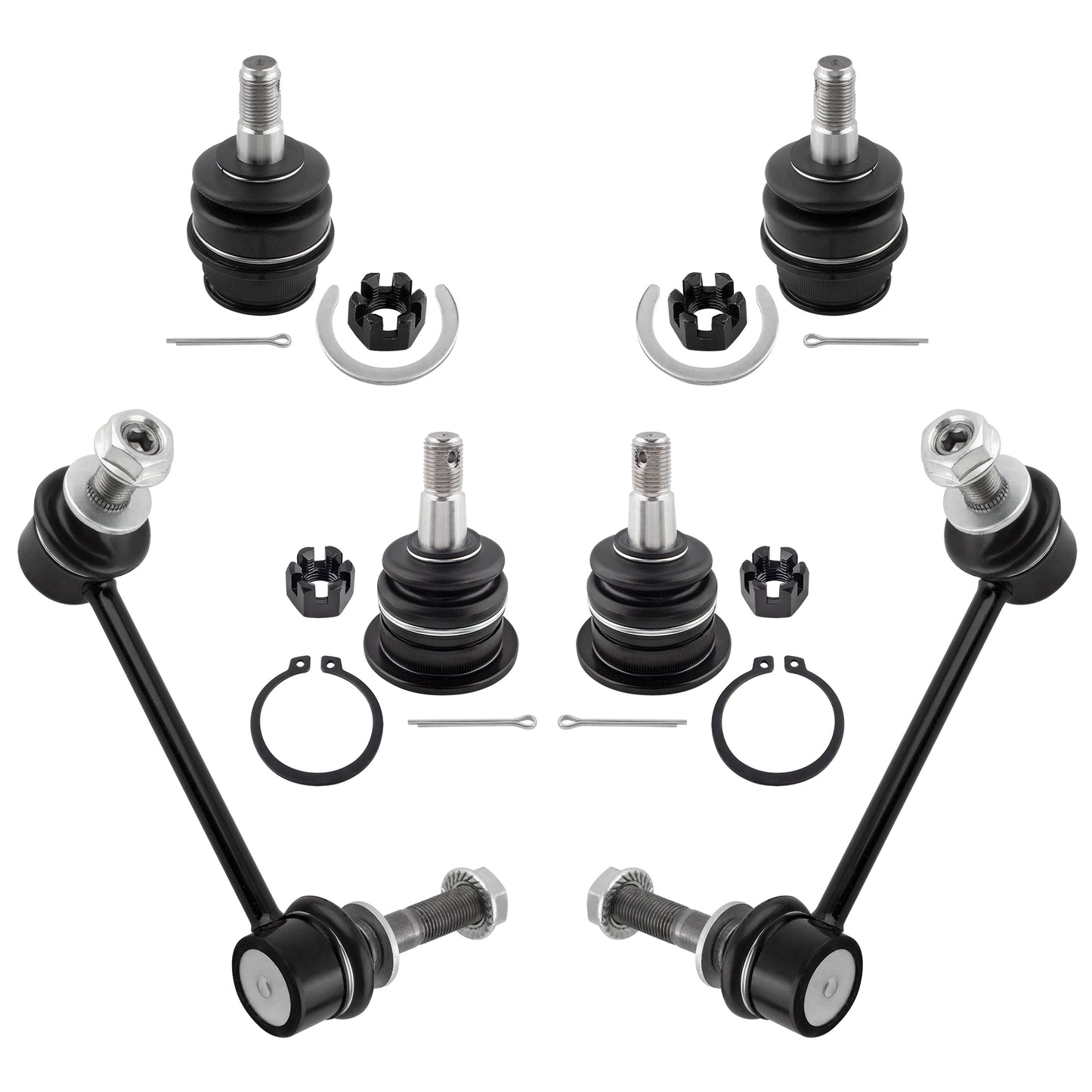 BOXI (Set of 6) Front Upper Lower Ball Joints + Sway Bar End Links fit for Lexus GX470 2003-2009