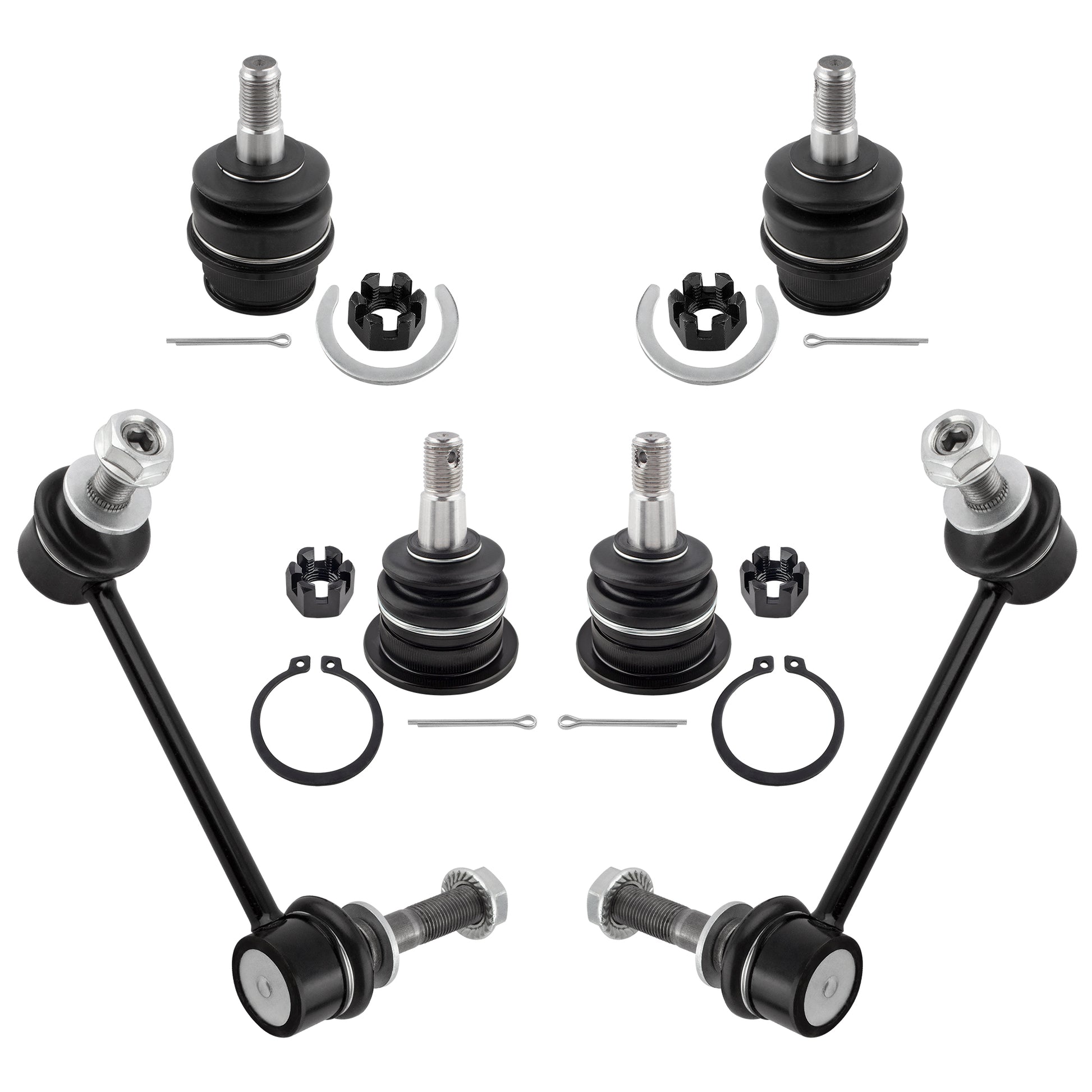 BOXI (Set of 6) Front Upper Lower Ball Joints + Sway Bar End Links fit for Lexus GX470 2003-2009