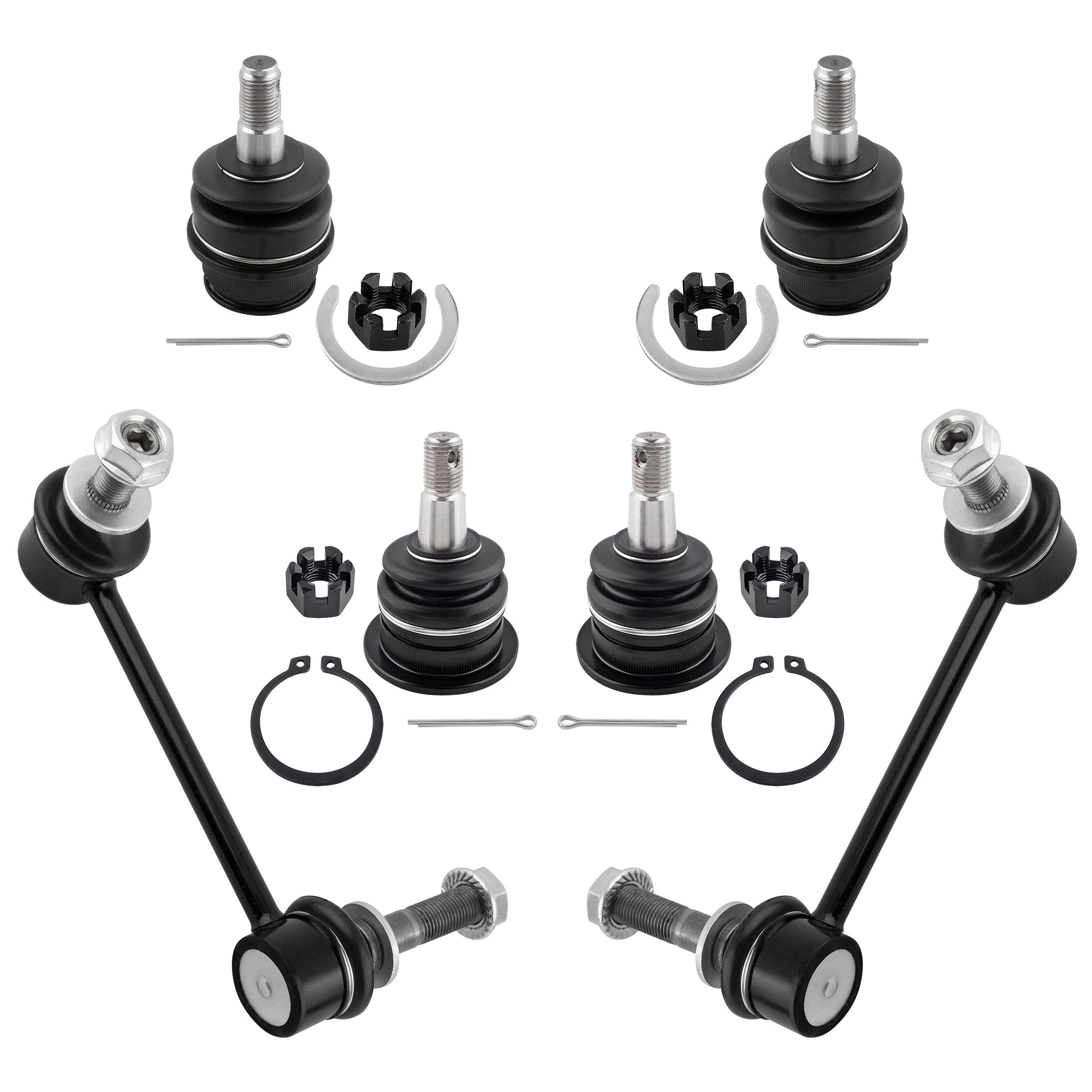 BOXI (Set of 6) Front Upper Lower Ball Joints + Sway Bar End Links fit for Lexus GX470 2003-2009