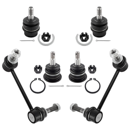 BOXI (Set of 6) Front Upper Lower Ball Joints + Sway Bar End Links fit for Lexus GX470 2003-2009