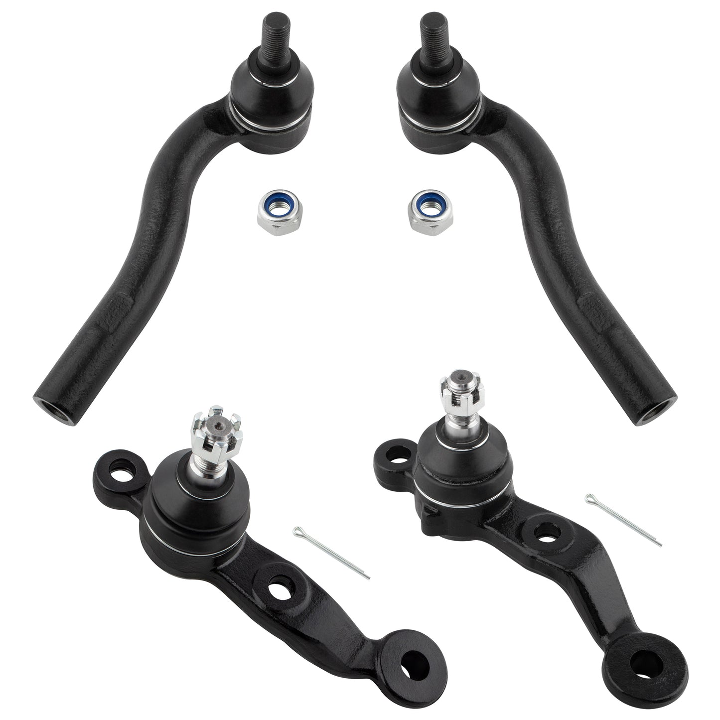BOXI (Set of 4) Front Lower Ball Joints + Outer Tie Rods Fit for Lexus GS300 1998-2005