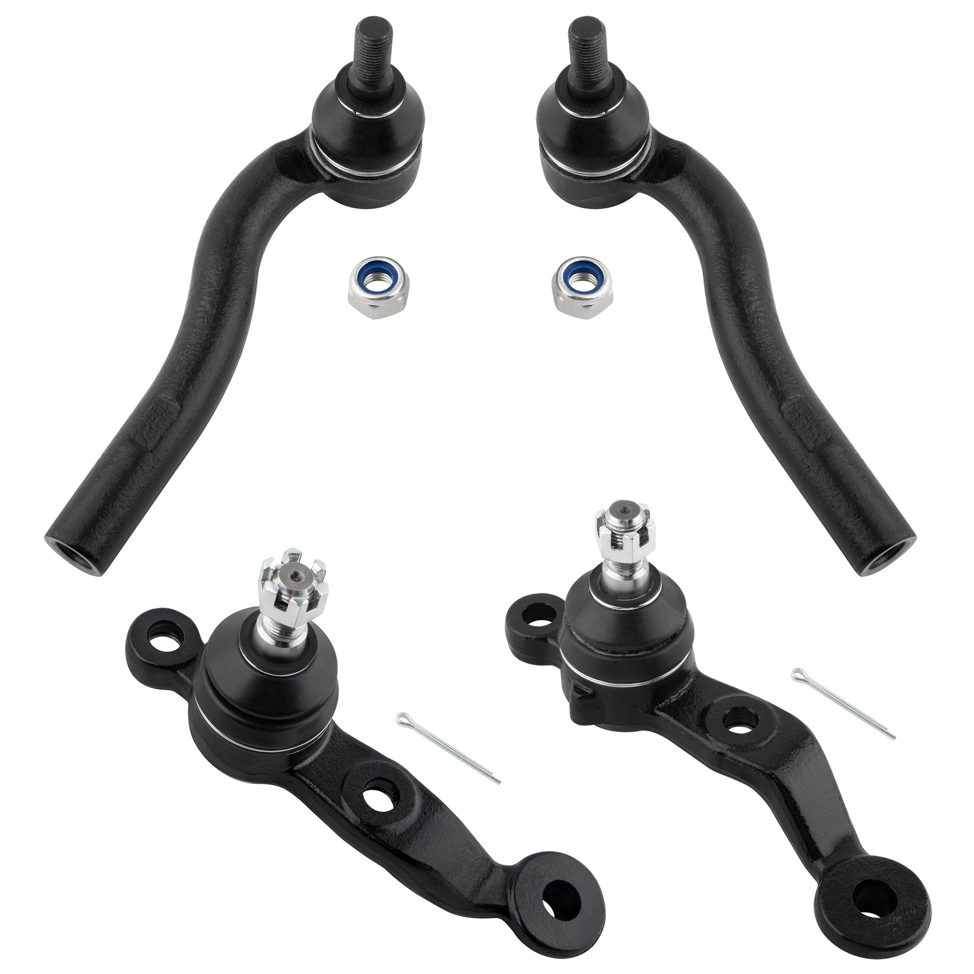 BOXI (Set of 4) Front Lower Ball Joints + Outer Tie Rods Fit for Lexus GS300 1998-2005