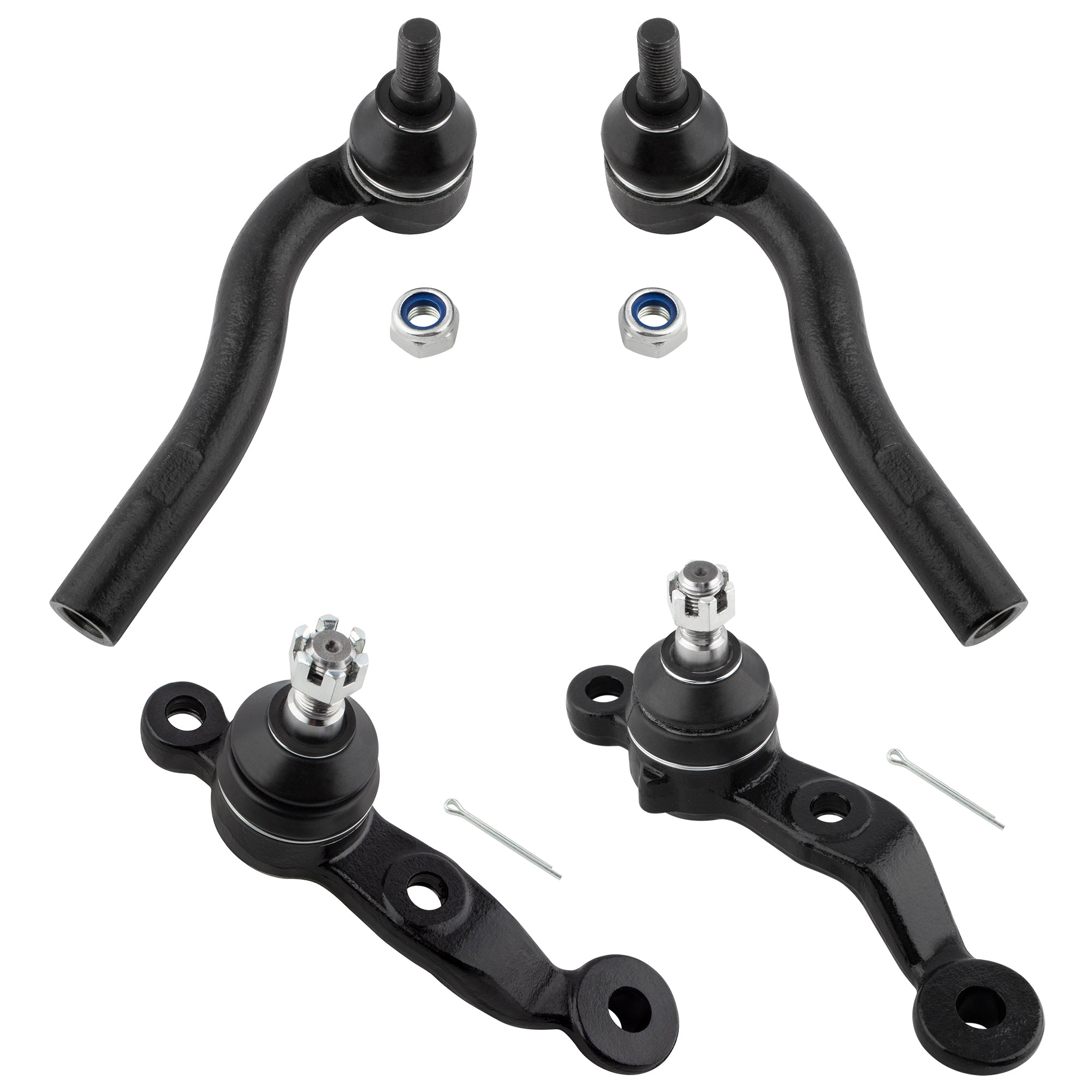 BOXI (Set of 4) Front Lower Ball Joints + Outer Tie Rods Fit for Lexus GS300 1998-2005