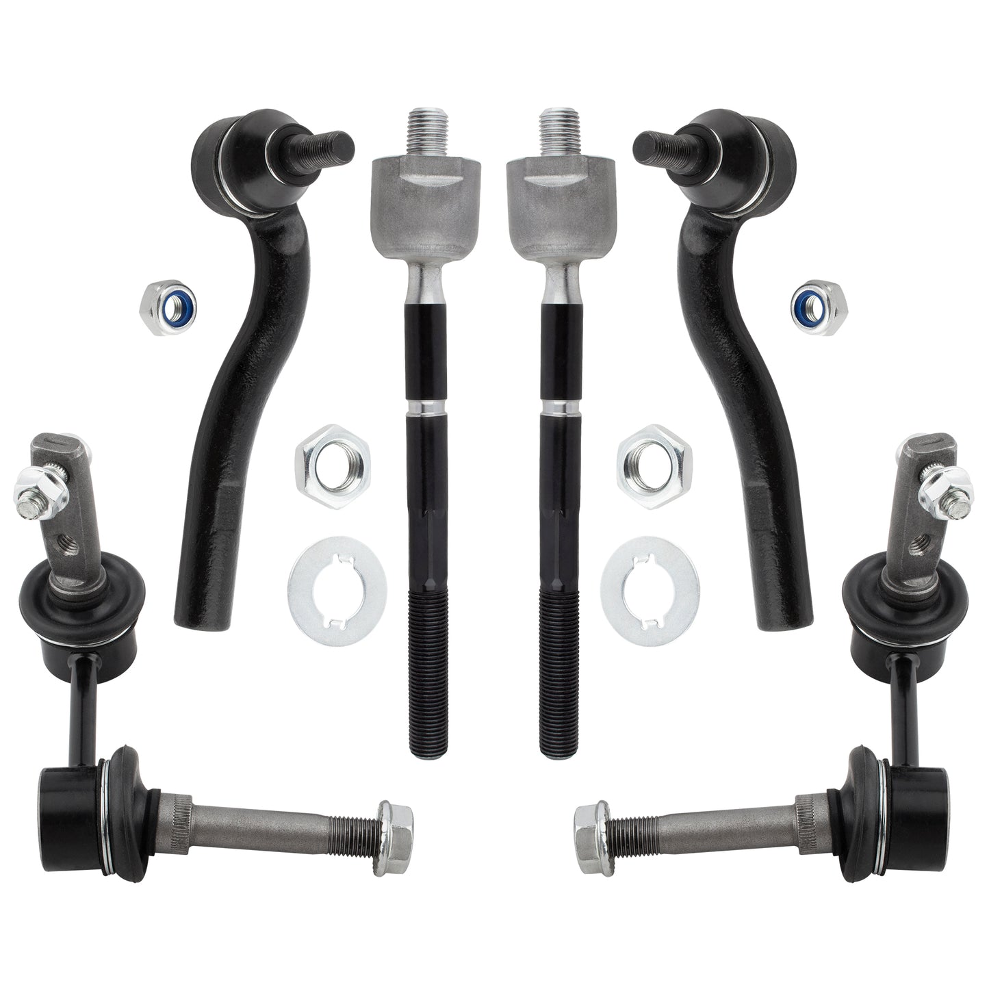 BOXI (Set of 6) Front Inner & Outer Tie Rod Ends + Sway Bars Links Kit Fit for Lexus SC430 2002
