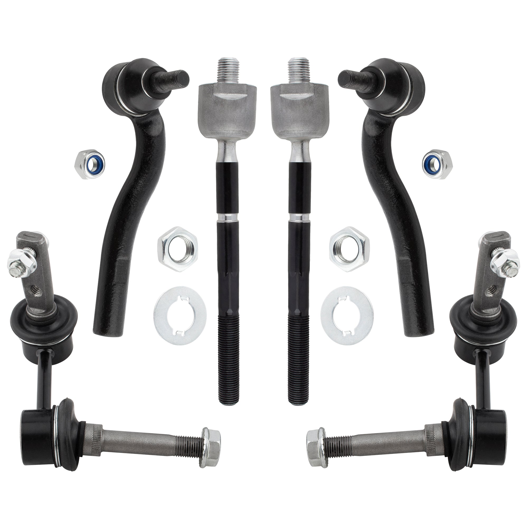 BOXI (Set of 6) Front Inner & Outer Tie Rod Ends + Sway Bars Links Kit Fit for Lexus SC430 2002