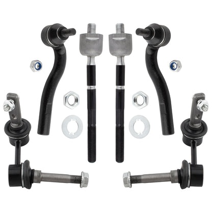 BOXI (Set of 6) Front Inner & Outer Tie Rod Ends + Sway Bars Links Kit Fit for Lexus SC430 2002