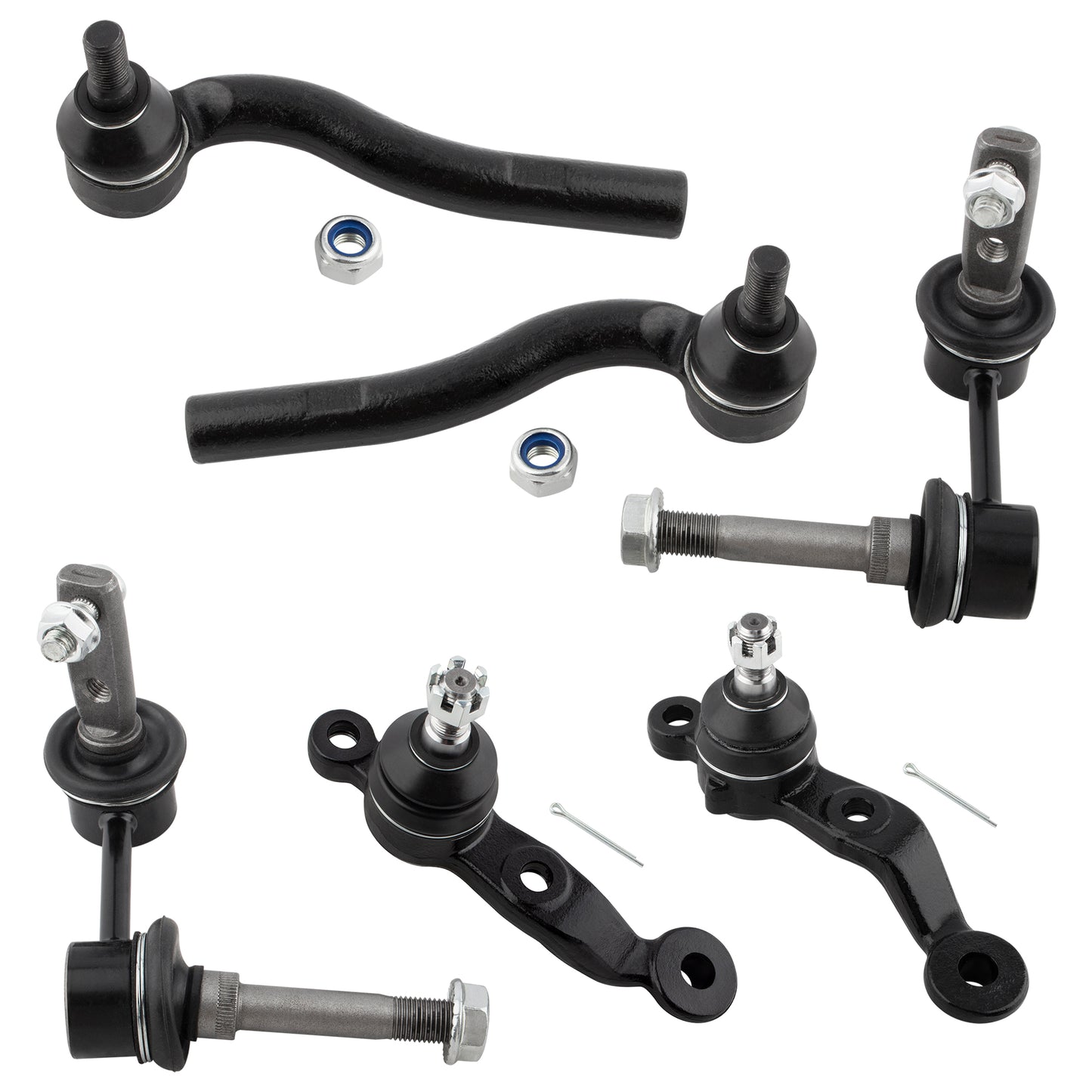 BOXI (Set of 6) Front Lower Ball Joints Outer Tie Rod Sway Bar Links Fit for Lexus GS300 1998-2005