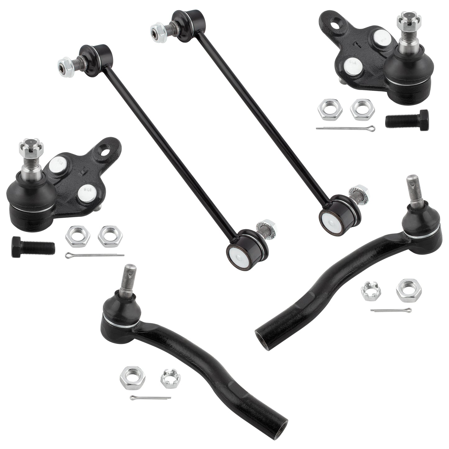 BOXI 6pcs Front Lower Ball Joints + Tie Rods + Sway Bar End Links Fit for Lexus ES300 2002-2003