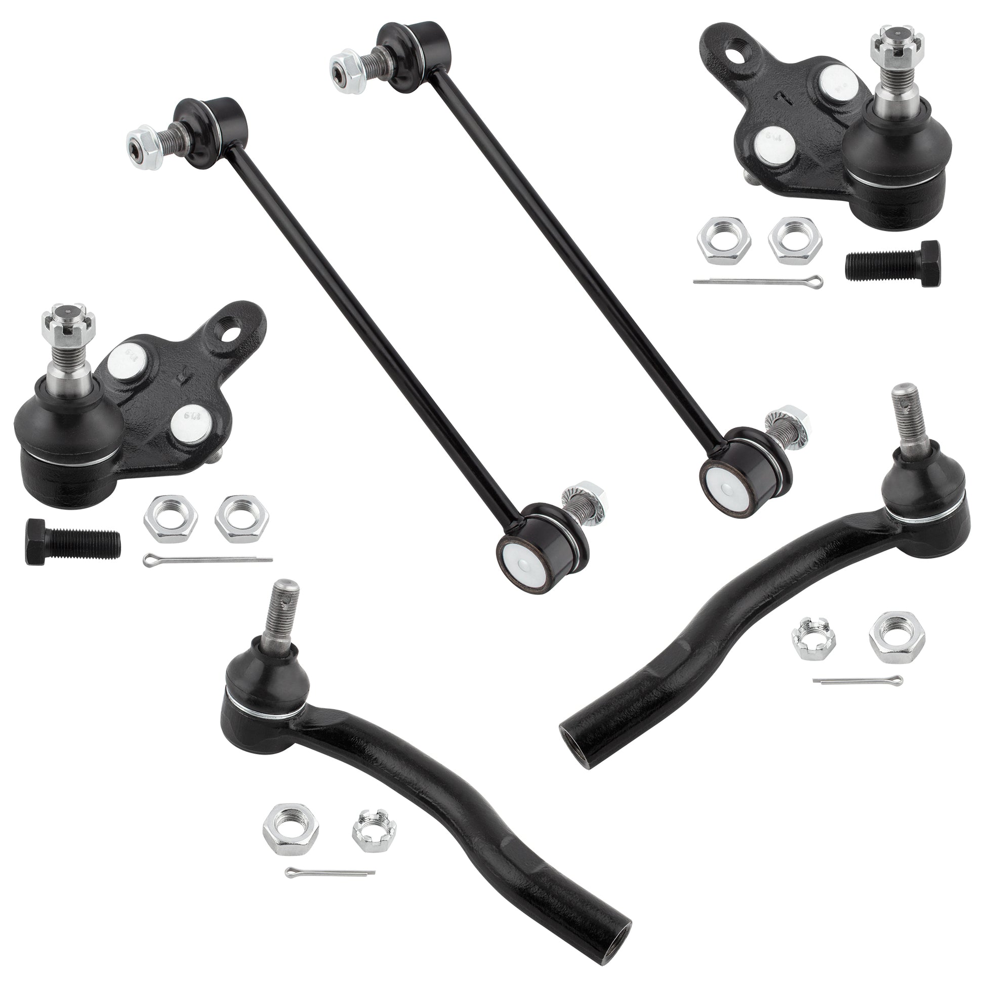 BOXI 6pcs Front Lower Ball Joints + Tie Rods + Sway Bar End Links Fit for Lexus ES300 2002-2003