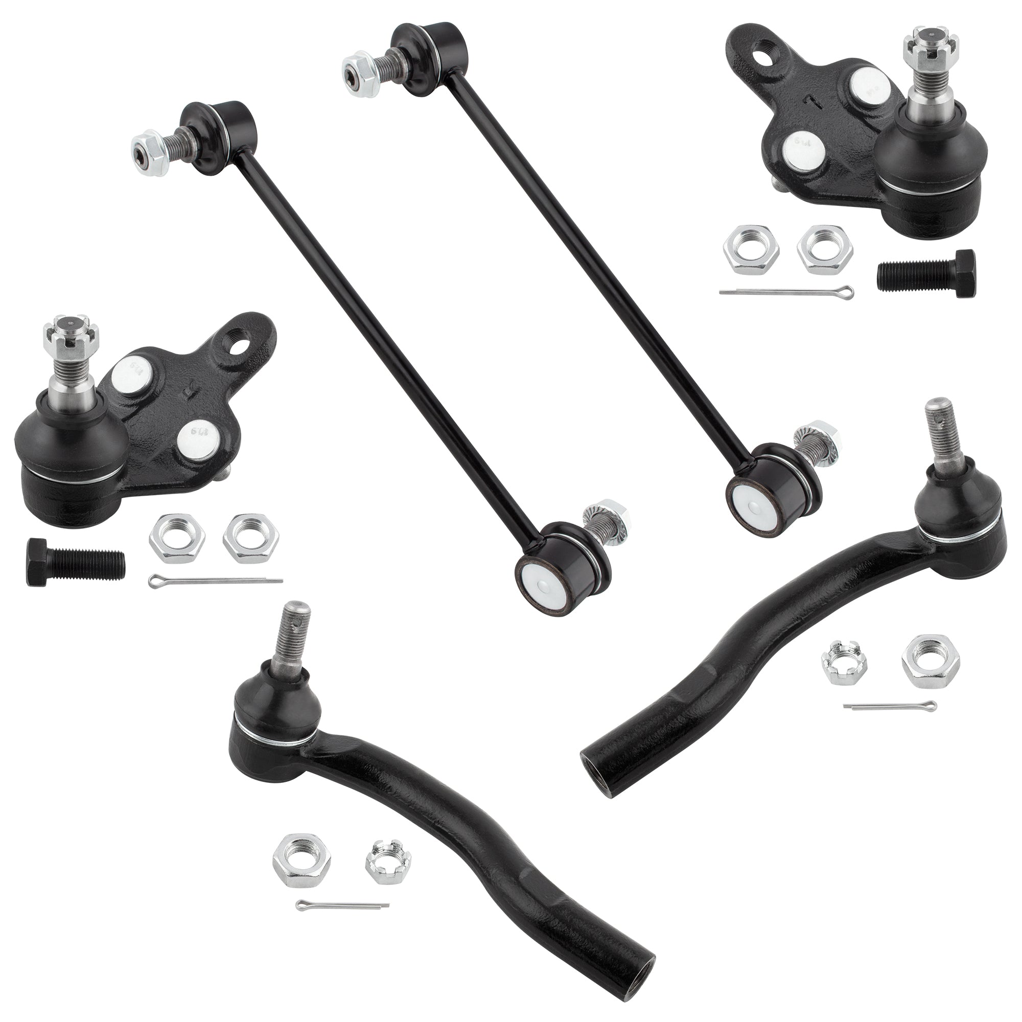 BOXI 6pcs Front Lower Ball Joints + Tie Rods + Sway Bar End Links Fit for Lexus ES300 2002-2003