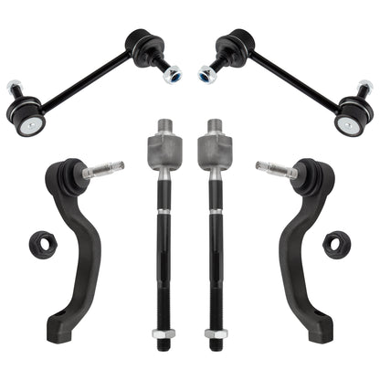 BOXI (Set of 6) Front Stabilizer Sway Bar Links + Front Inner & Outer Tie Rod Ends Fit for Ford