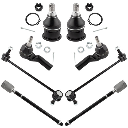 BOXI (Set of 8) Front Inner and Outer Tie Rod Ends + Sway Bar Links + Lower Ball Joints fit