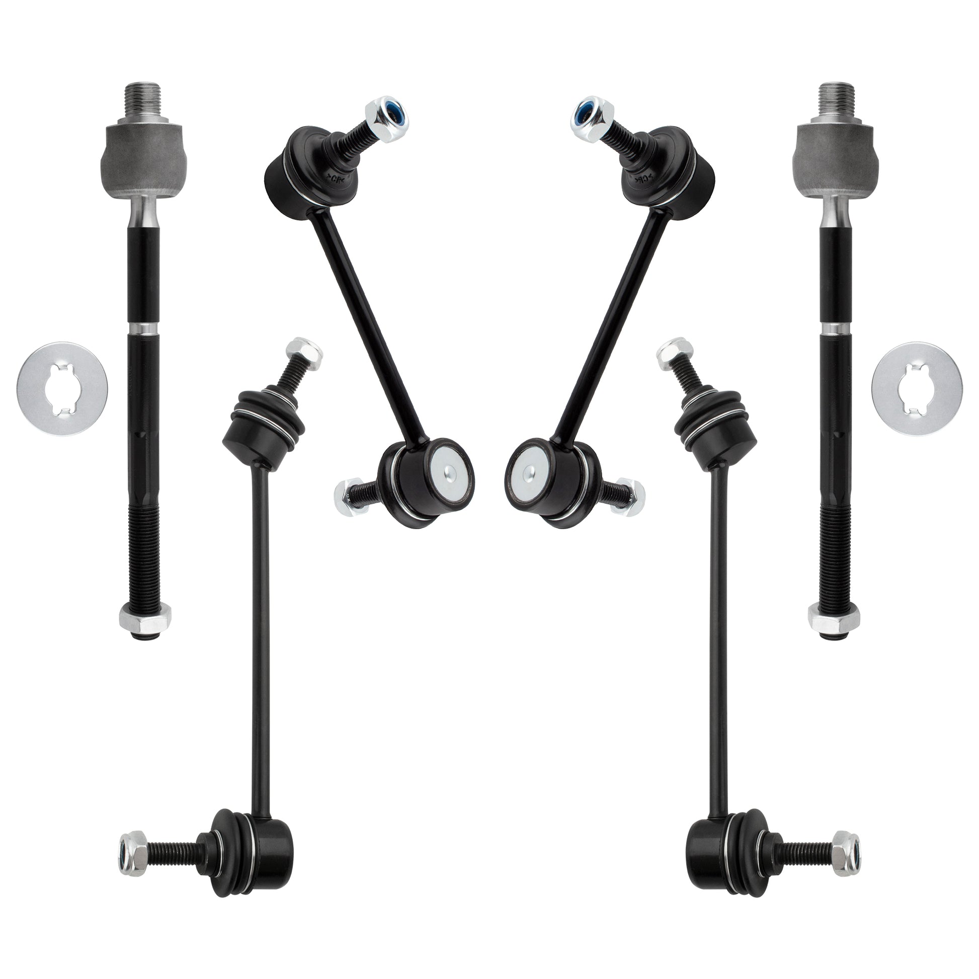 BOXI (Set of 6) Front & Rear Stabilizer Sway Bar Links + Front Inner Tie Rod Ends Fit for Ford
