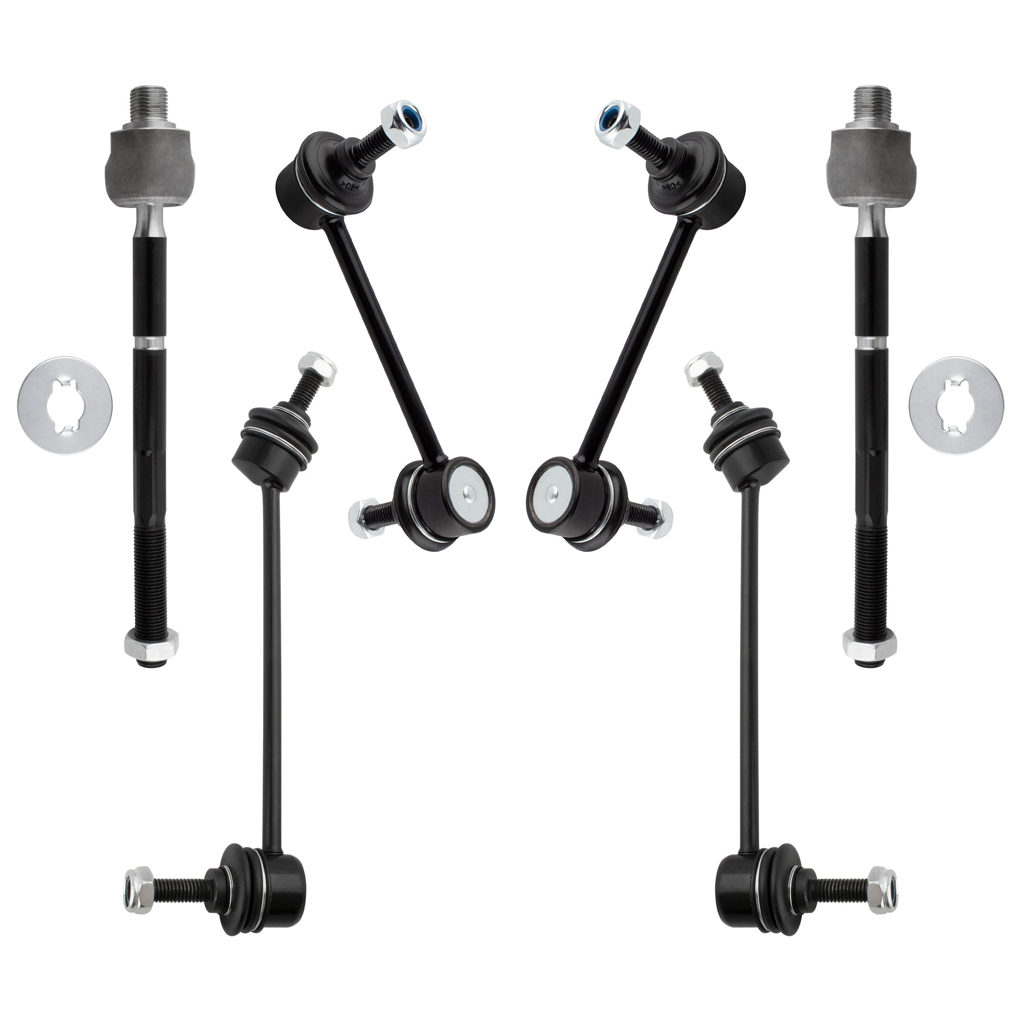 BOXI (Set of 6) Front & Rear Stabilizer Sway Bar Links + Front Inner Tie Rod Ends Fit for Ford