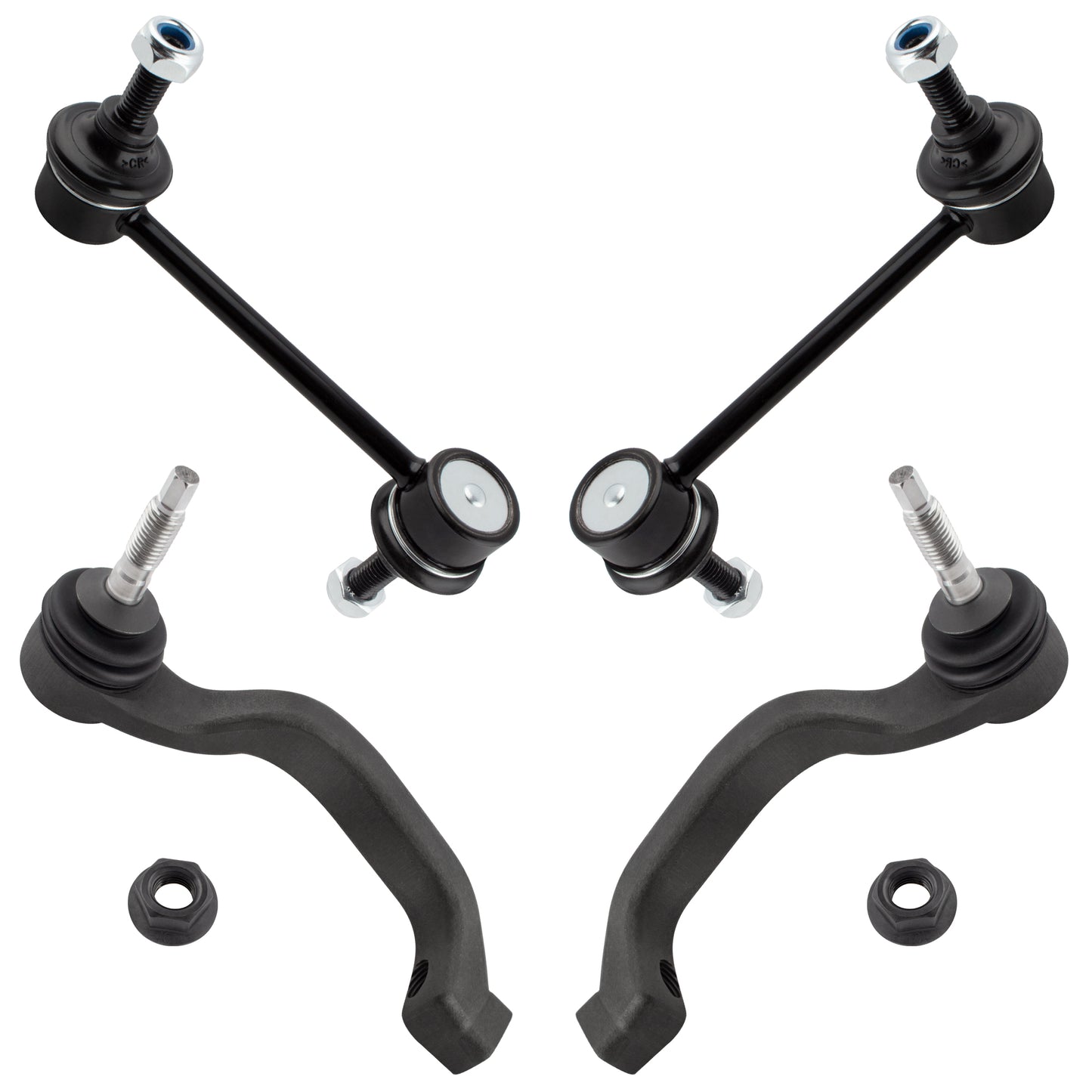 BOXI ES800415 ES800414 K80261 (Set of 4) Front Outer Tie Rod Ends + Stabilizer Sway Bar Links