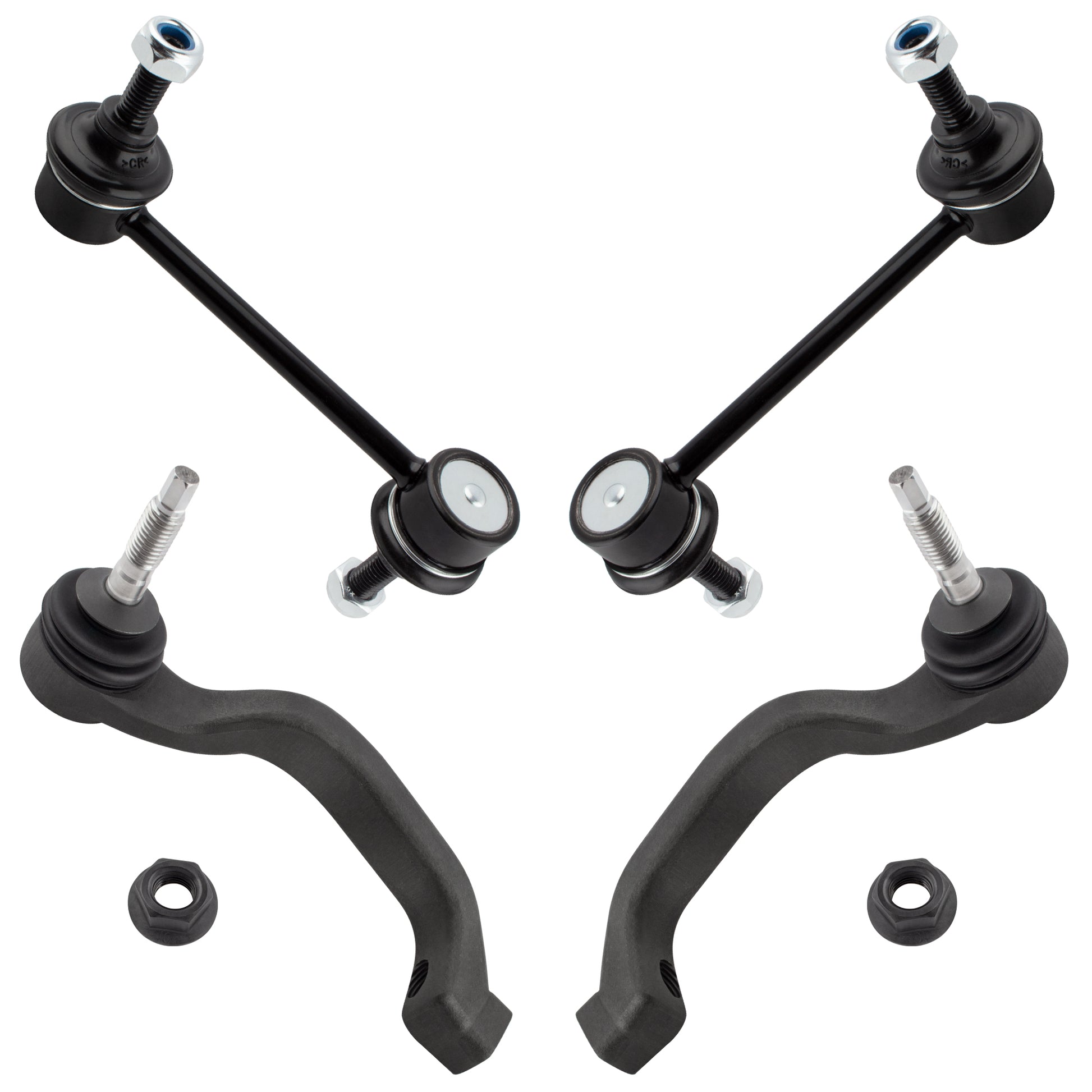 BOXI ES800415 ES800414 K80261 (Set of 4) Front Outer Tie Rod Ends + Stabilizer Sway Bar Links