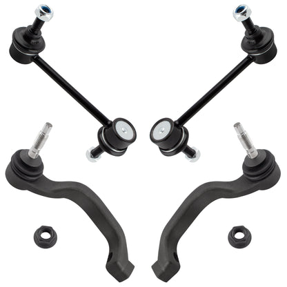 BOXI ES800415 ES800414 K80261 (Set of 4) Front Outer Tie Rod Ends + Stabilizer Sway Bar Links