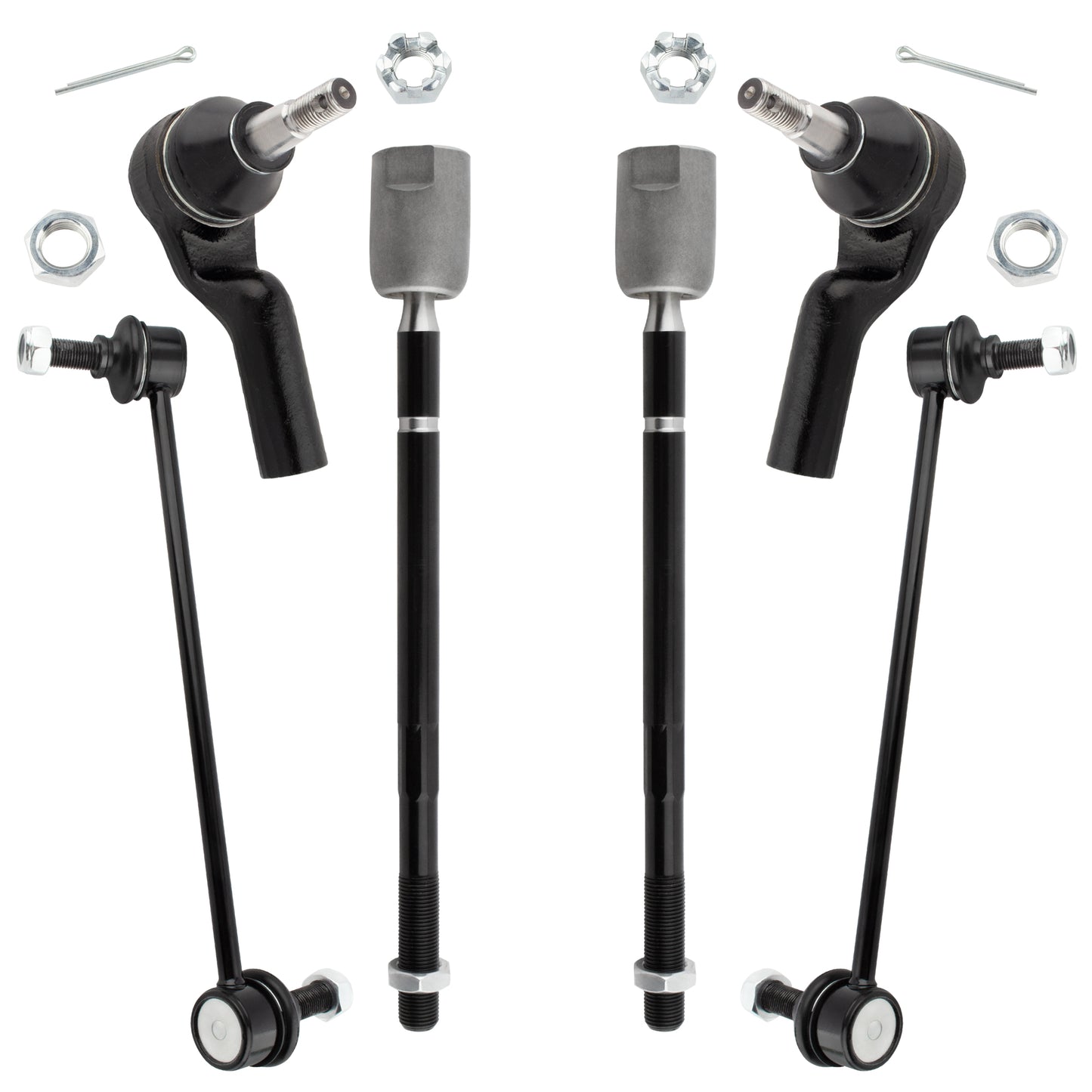 BOXI (Set of 6) Front Inner Outer Tie Rods + Stabilizer Sway Bar Links Replacement for Lincoln