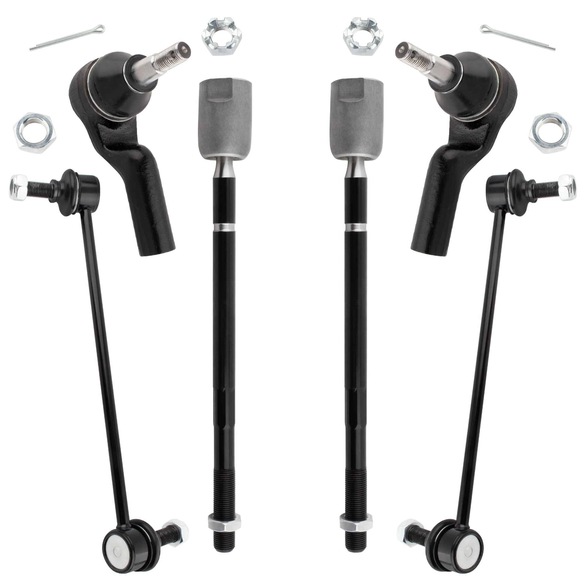 BOXI (Set of 6) Front Inner Outer Tie Rods + Stabilizer Sway Bar Links Replacement for Lincoln