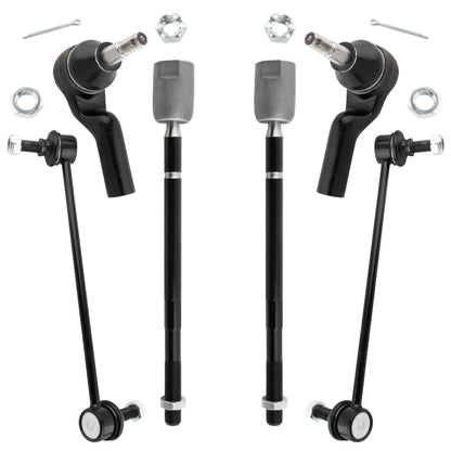 BOXI (Set of 6) Front Inner Outer Tie Rods + Stabilizer Sway Bar Links Replacement for Lincoln